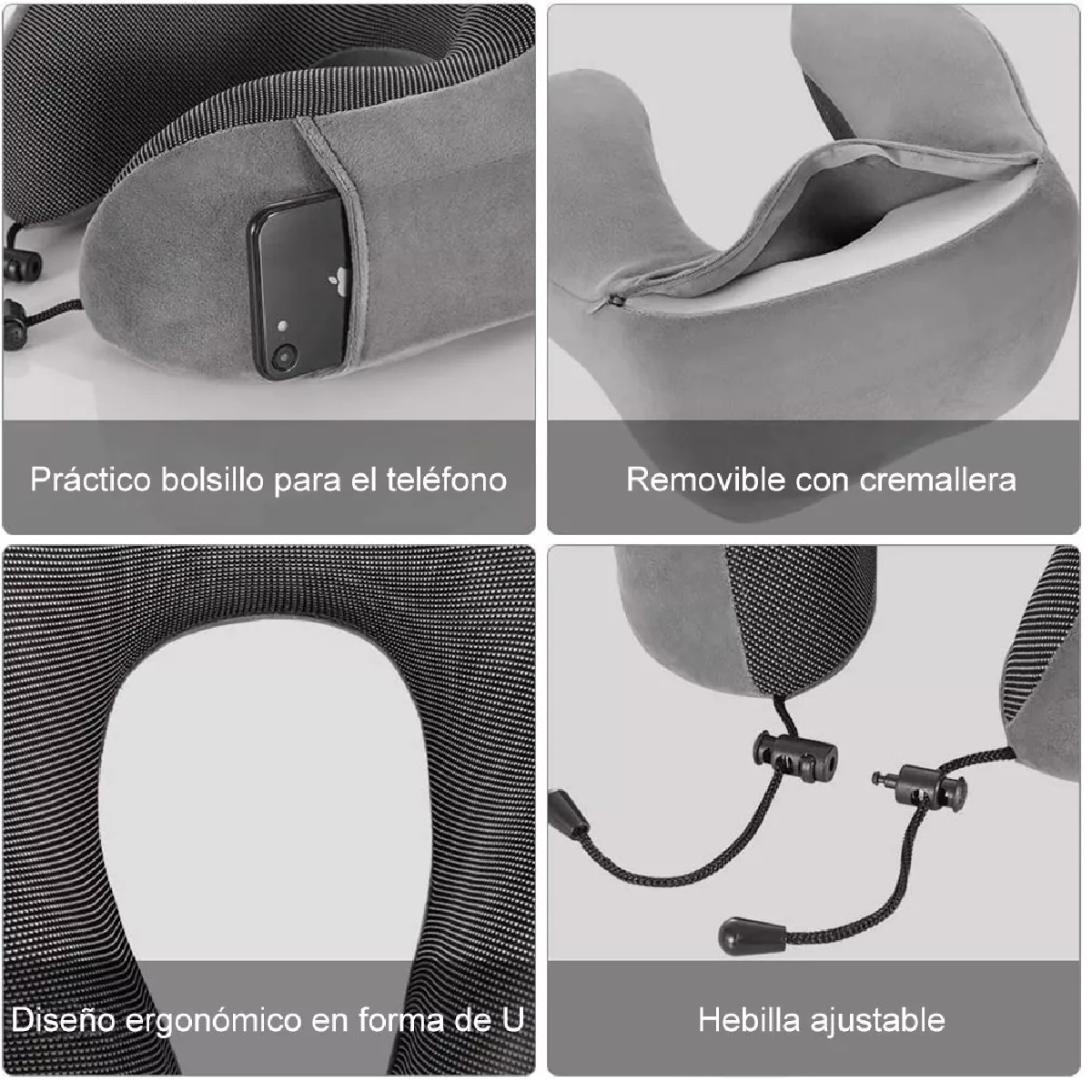 Cómodo Almohada De Viaje Espuma De Memoria Cojín Para Cuello