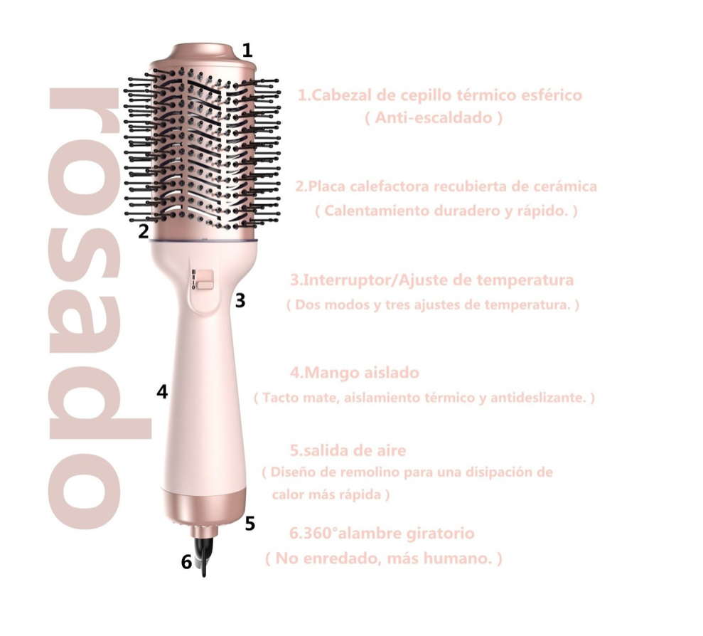 Cepillo Alaciador/rizador Y Secador De 4 En 1 Cepillo Secado