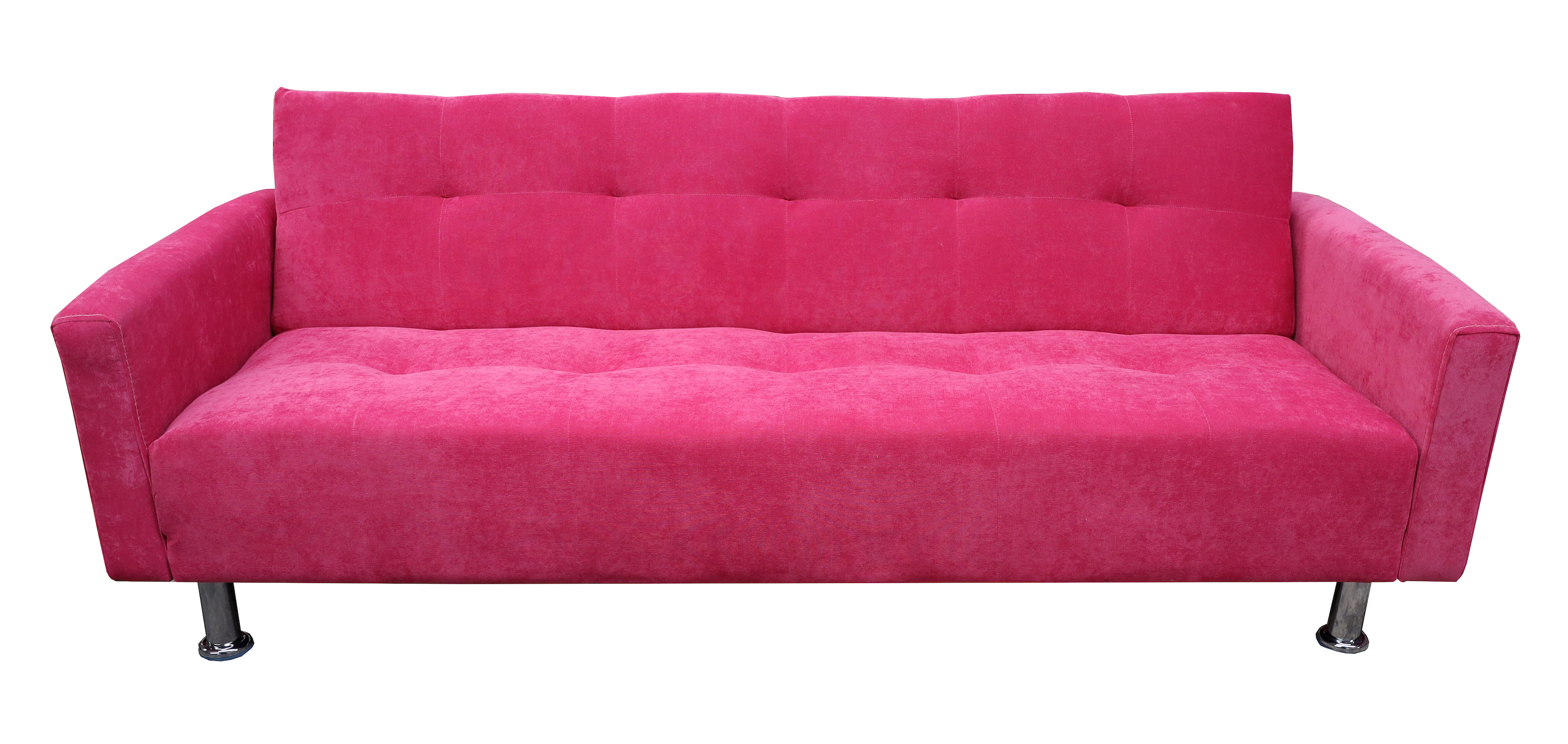 Sofá Cama Reclinable Paris Terciopelo Rosa, Brazos movibles, Futon 3 Posiciones Barbie El Bazar Store