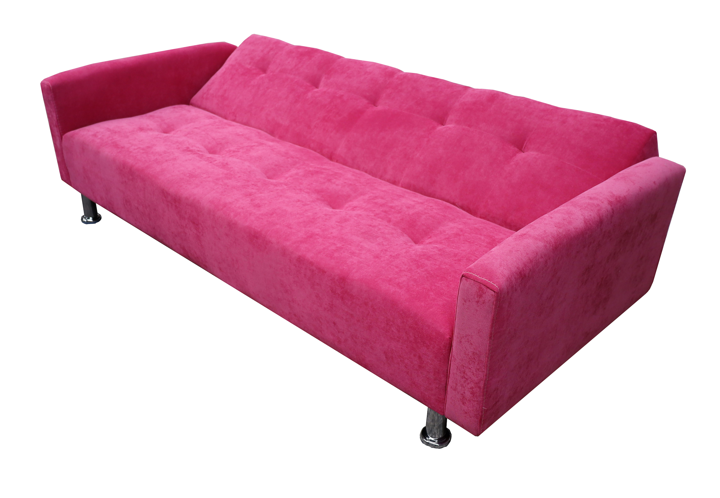 Sofá Cama Reclinable Paris Terciopelo Rosa, Brazos movibles, Futon 3 Posiciones Barbie El Bazar Store