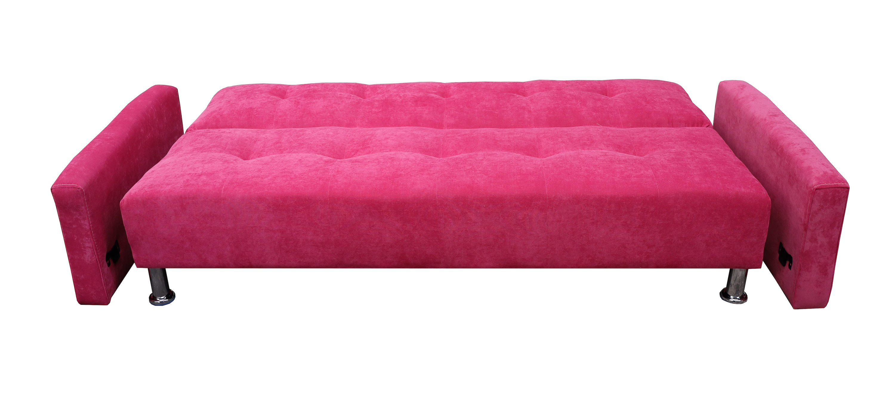 Sofá Cama Reclinable Paris Terciopelo Rosa, Brazos movibles, Futon 3 Posiciones Barbie El Bazar Store