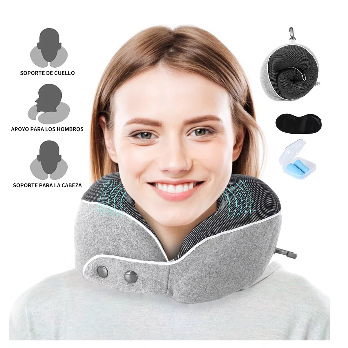 Cojín De Cuello Cómodo, Almohada Viaje Espuma Viscoelástica