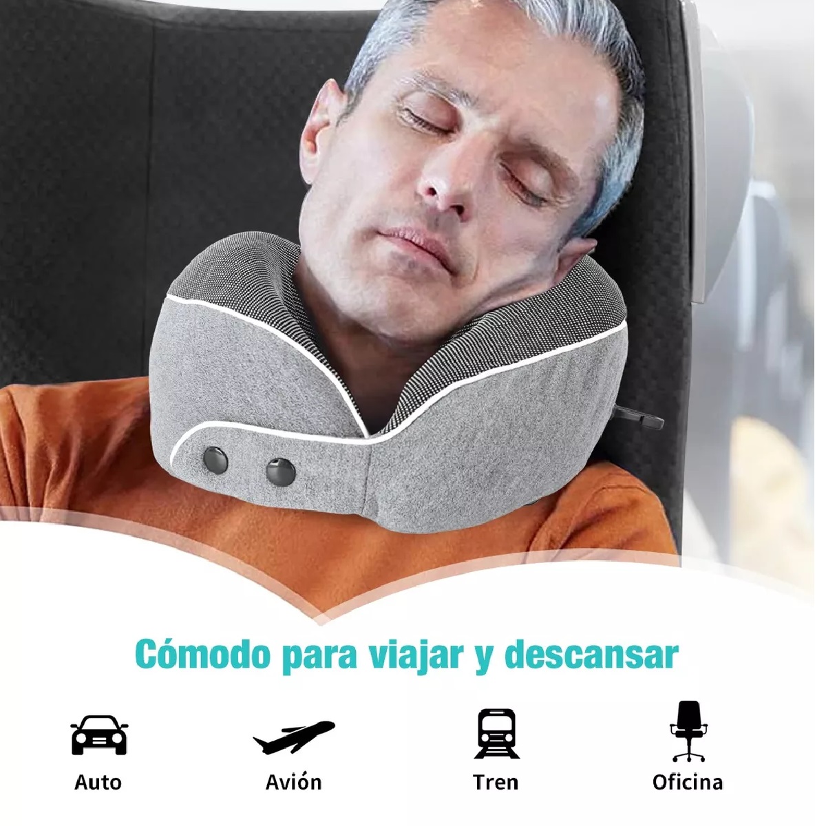 Cojín De Cuello Cómodo, Almohada Viaje Espuma Viscoelástica
