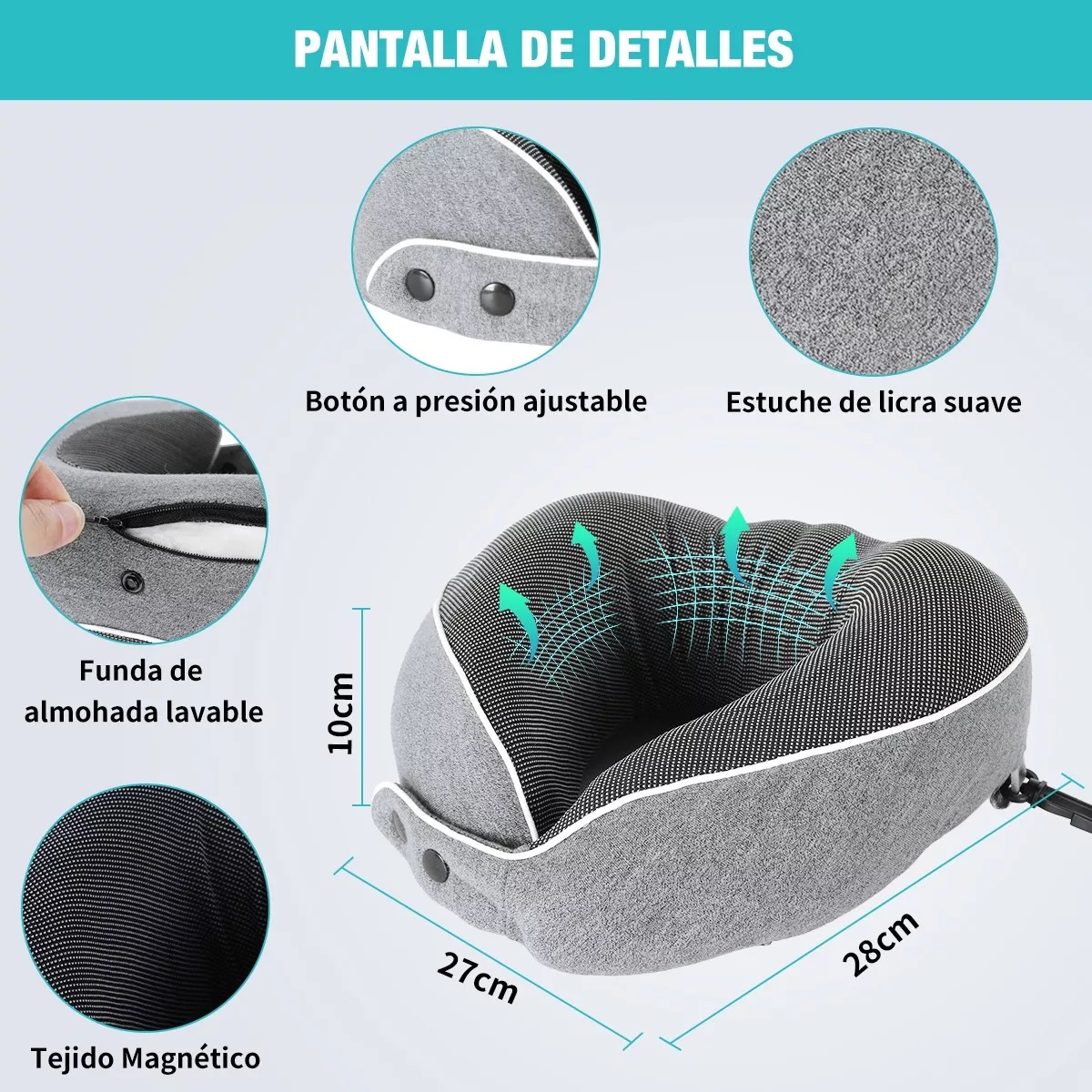 Cojín De Cuello Cómodo, Almohada Viaje Espuma Viscoelástica