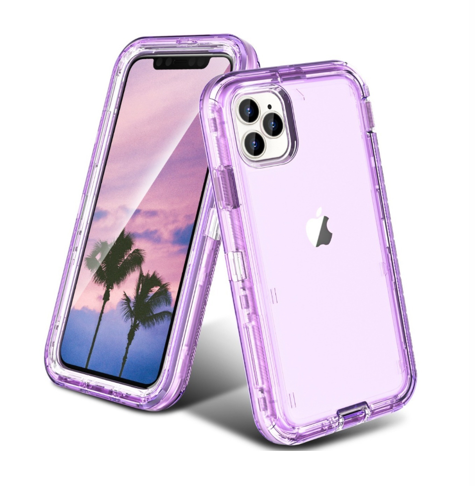 Funda Case De Uso Rudo Para iPhone Transparente Antigolpes morado iphone 11 normal