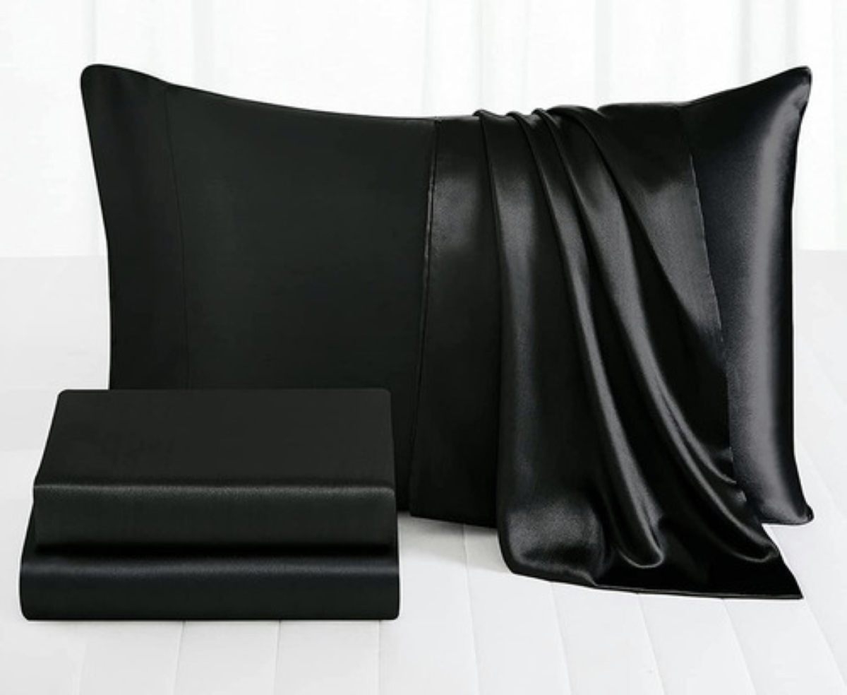 Sabana Lujosa De Satin King Size Negro