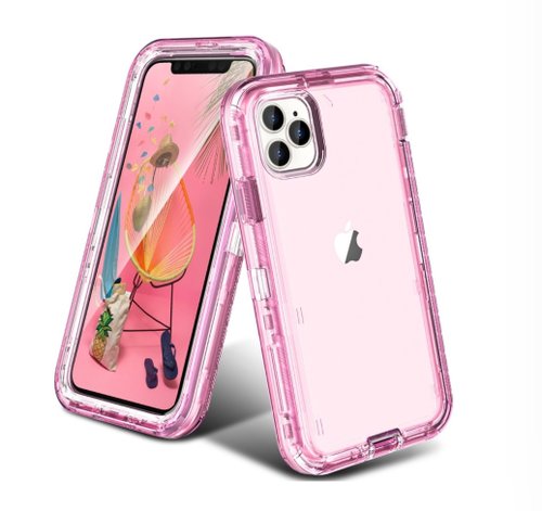 Funda Case De Uso Rudo Para iPhone Transparente Antigolpes rosa iphone 11  normal