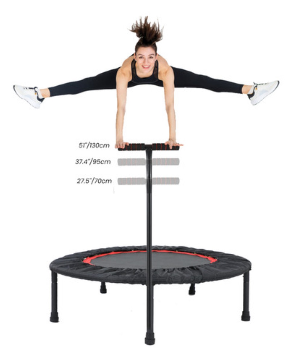 Trampolin Fitness Con Barra Ajustable Para Adulto Niños Negro Rojo