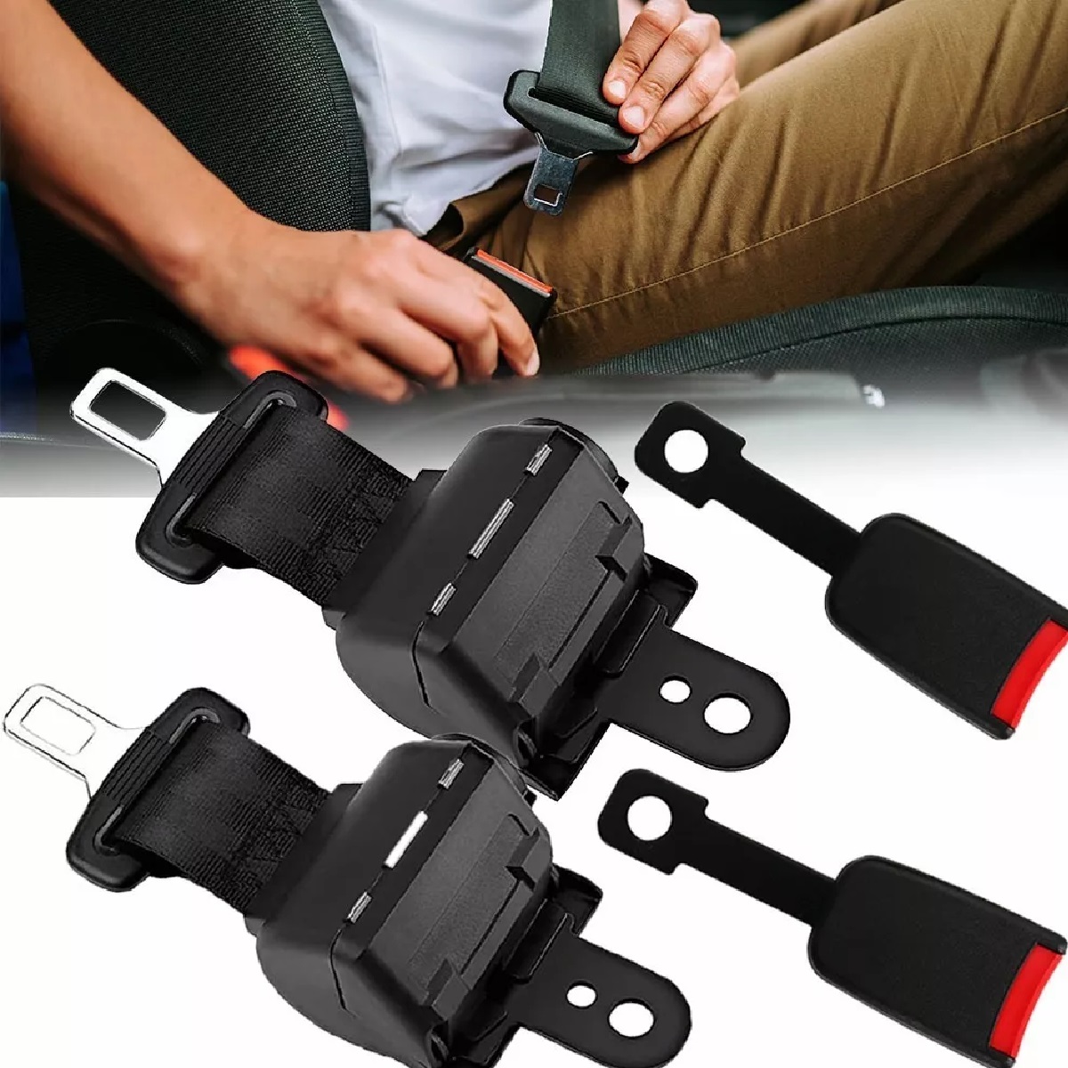 Set 2 Cinturón De Seguridad De 2 Puntos Retráctil Universal Auto