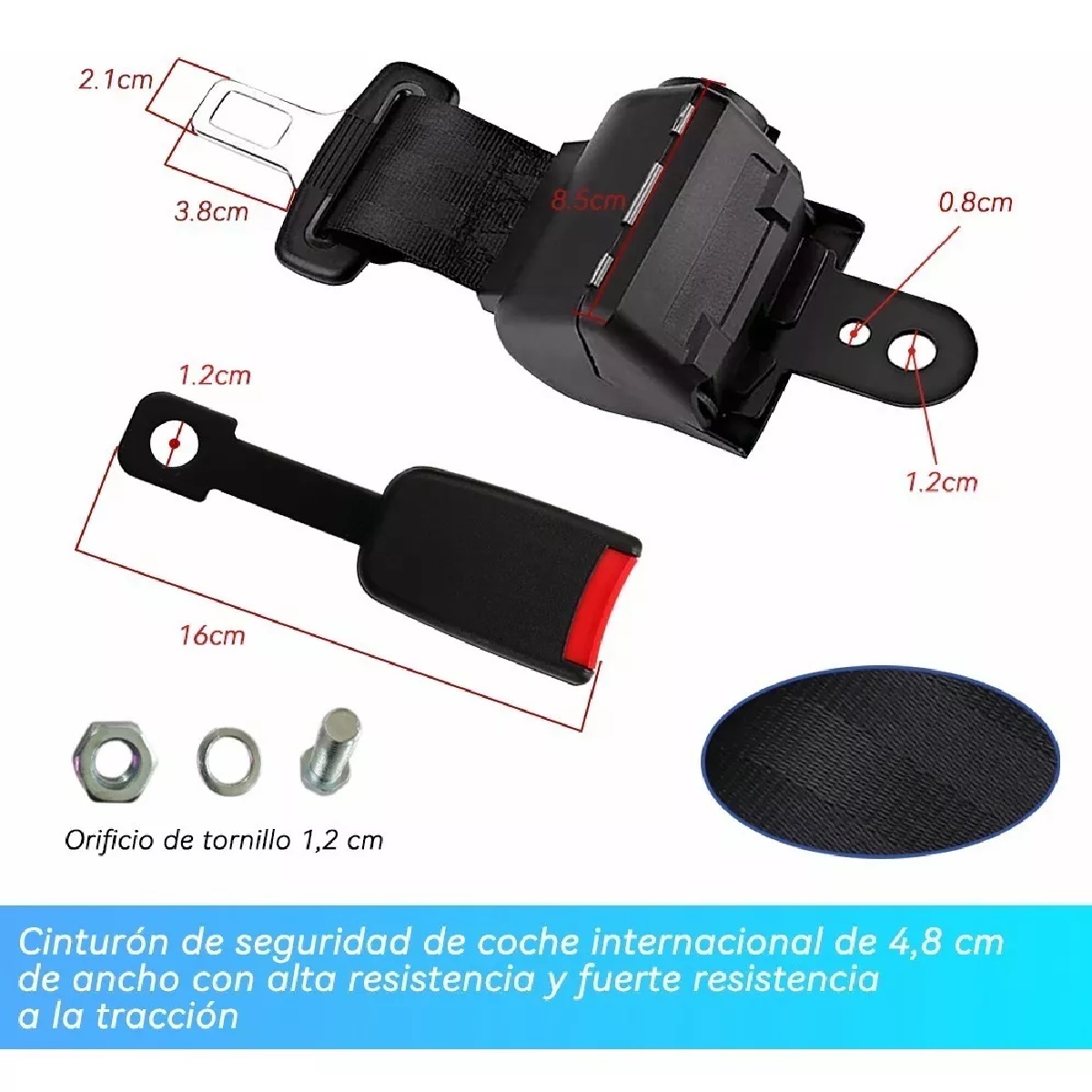 Set 2 Cinturón De Seguridad De 2 Puntos Retráctil Universal Auto