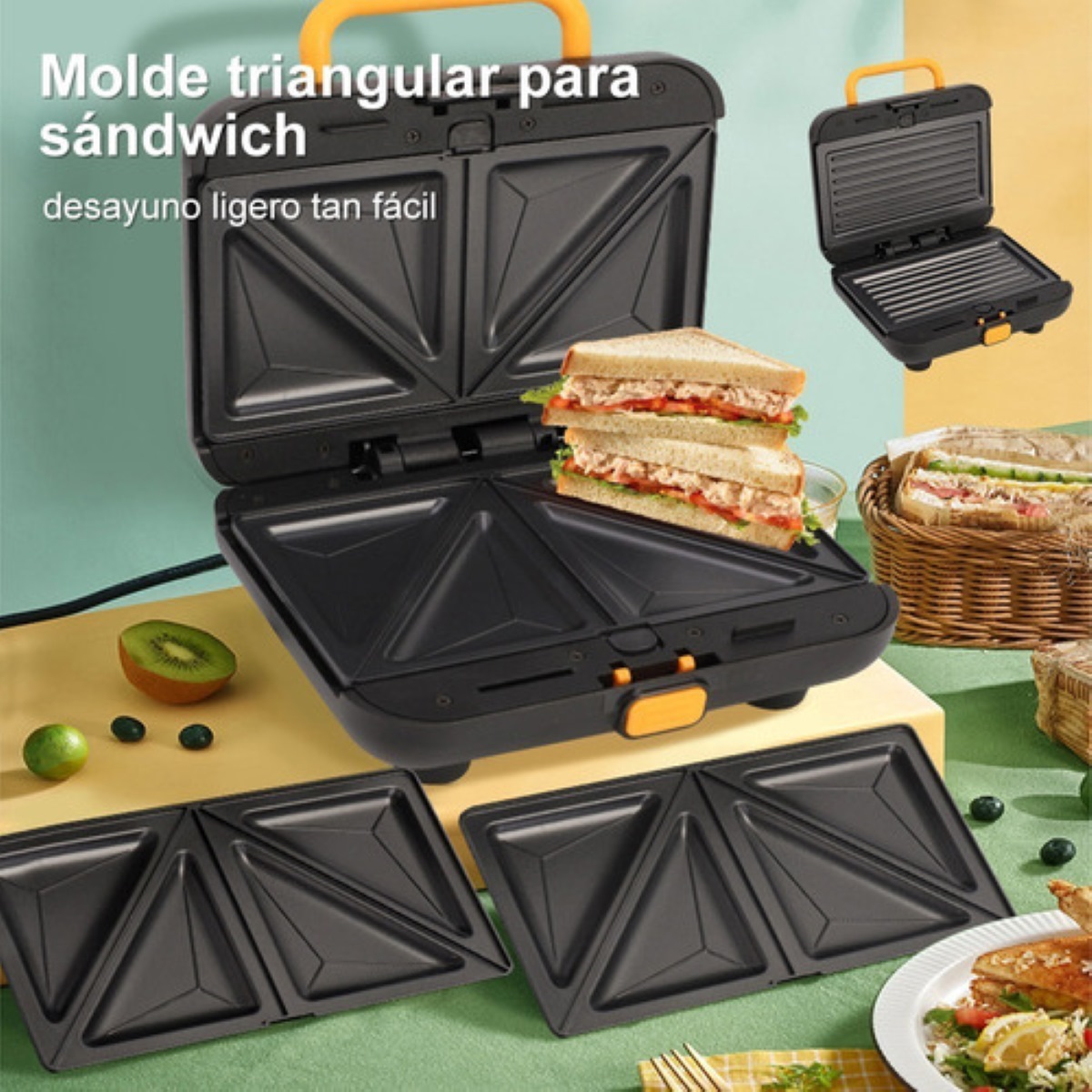 Sandwichera 3en1 Eléctrica Negro