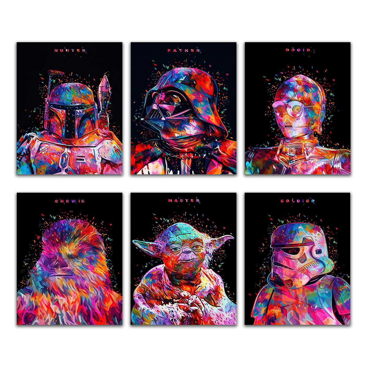 Set 6 Cuadros Decorativos Star Wars Guerra De Las Galaxias Canvas 