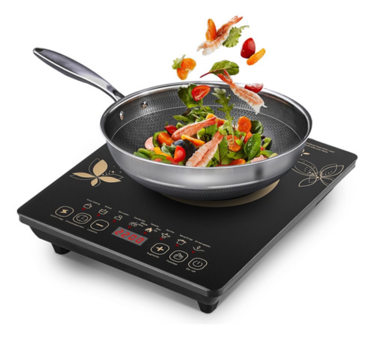 Parrilla Eléctrica De Inducción Estufas Portatil 2200w Negro