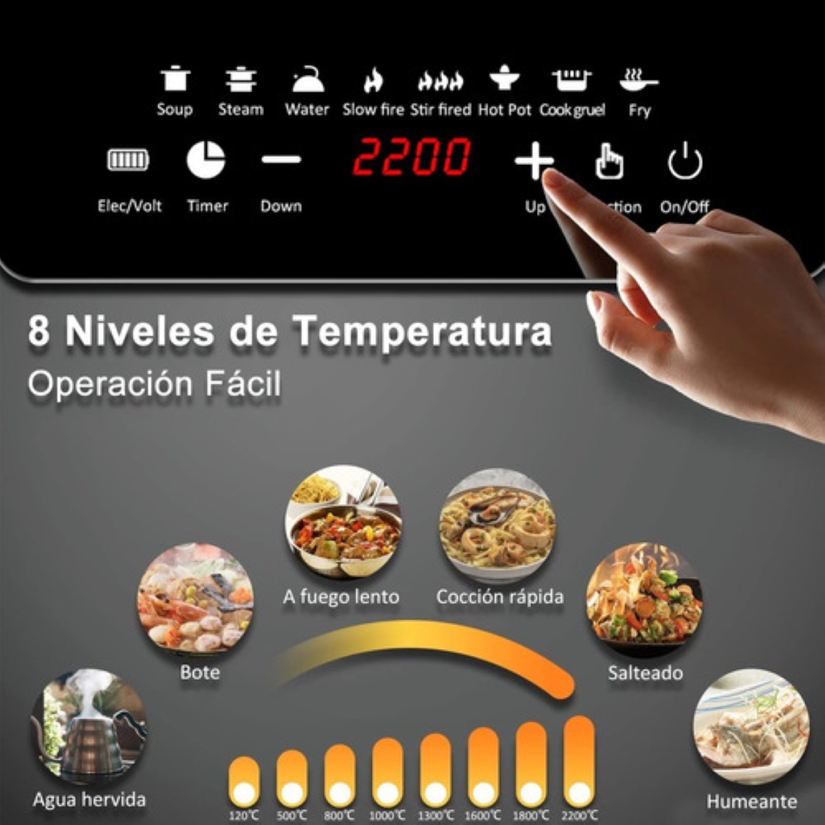 Parrilla Eléctrica De Inducción Estufas Portatil 2200w Negro
