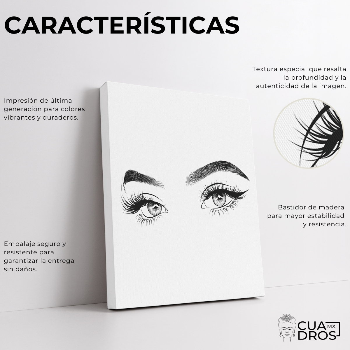 Set Cuadros Decorativos Estilista Pestañas Cejas Salon Belleza Canvas 3pzas 20x25cm