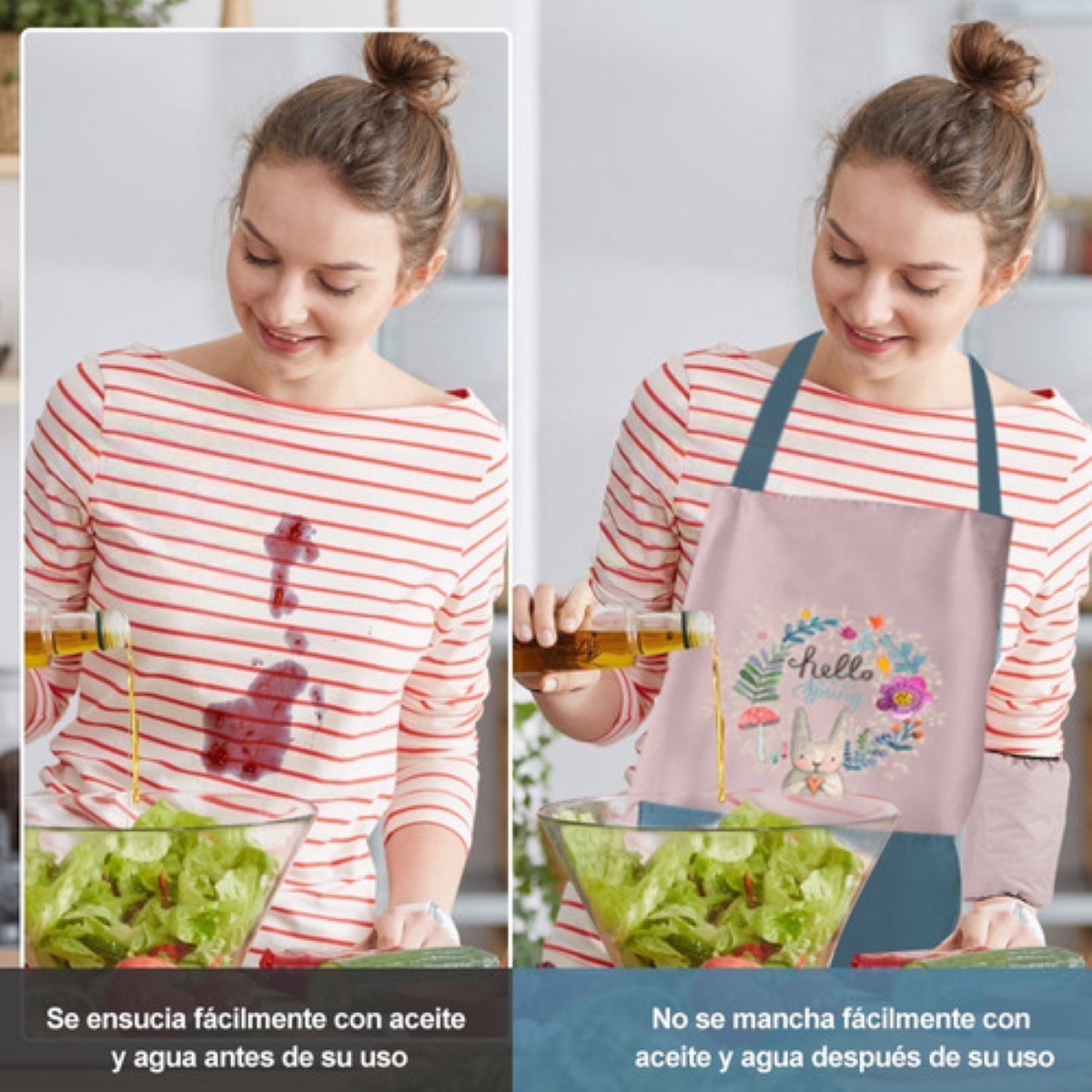 Mandil Para Cocina Parrillero Impermeable Delantal Para Mano Rosa