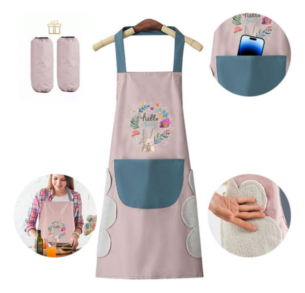 Mandil Para Cocina Parrillero Impermeable Delantal Para Mano Rosa