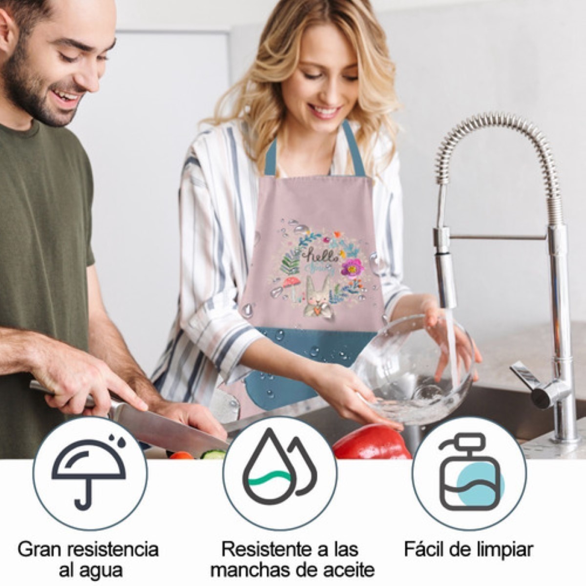 Mandil Para Cocina Parrillero Impermeable Delantal Para Mano Rosa