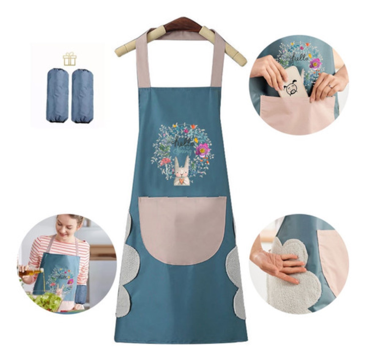 Mandil Para Cocina Parrillero Impermeable Delantal  Azul Claro