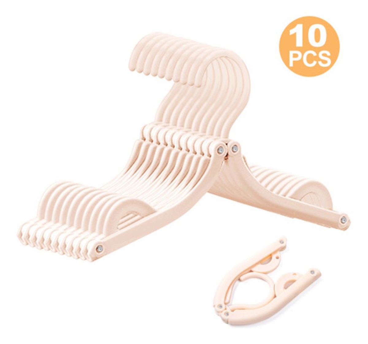 10 Ganchos Para Ropa Plegable Exterior Beige 
