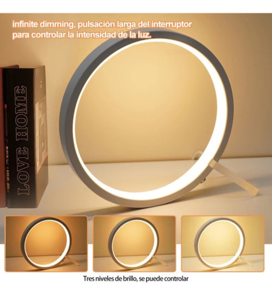 Lámpara De Escritorio Led Anular Mesa Protección Ocular Usb Blanco