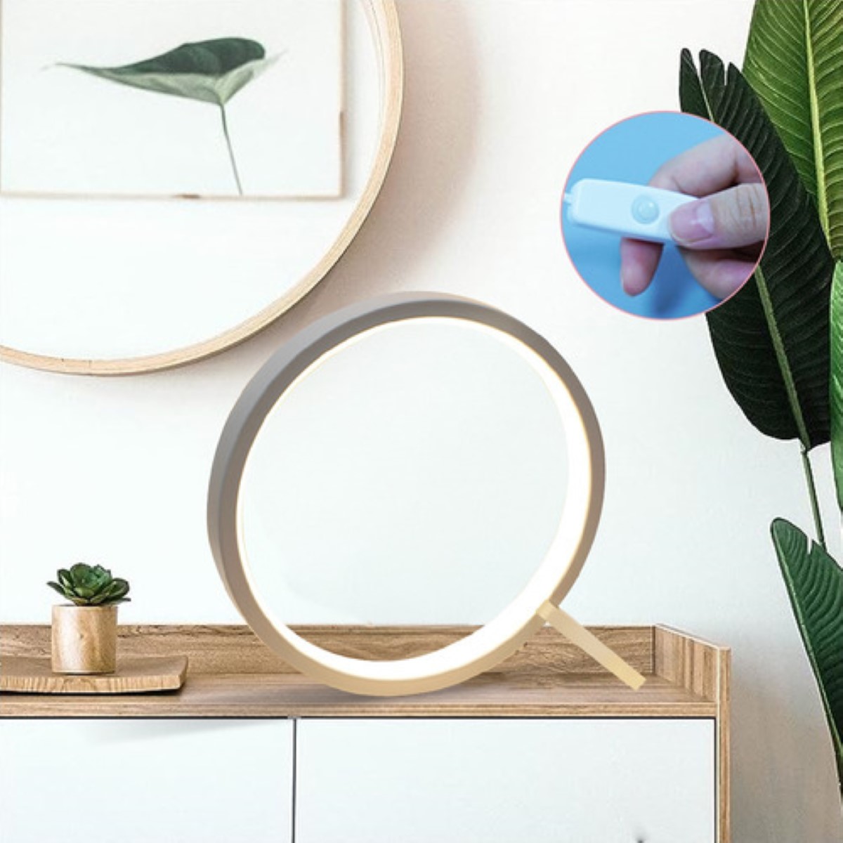 Lámpara De Escritorio Led Anular Mesa Protección Ocular Usb Blanco