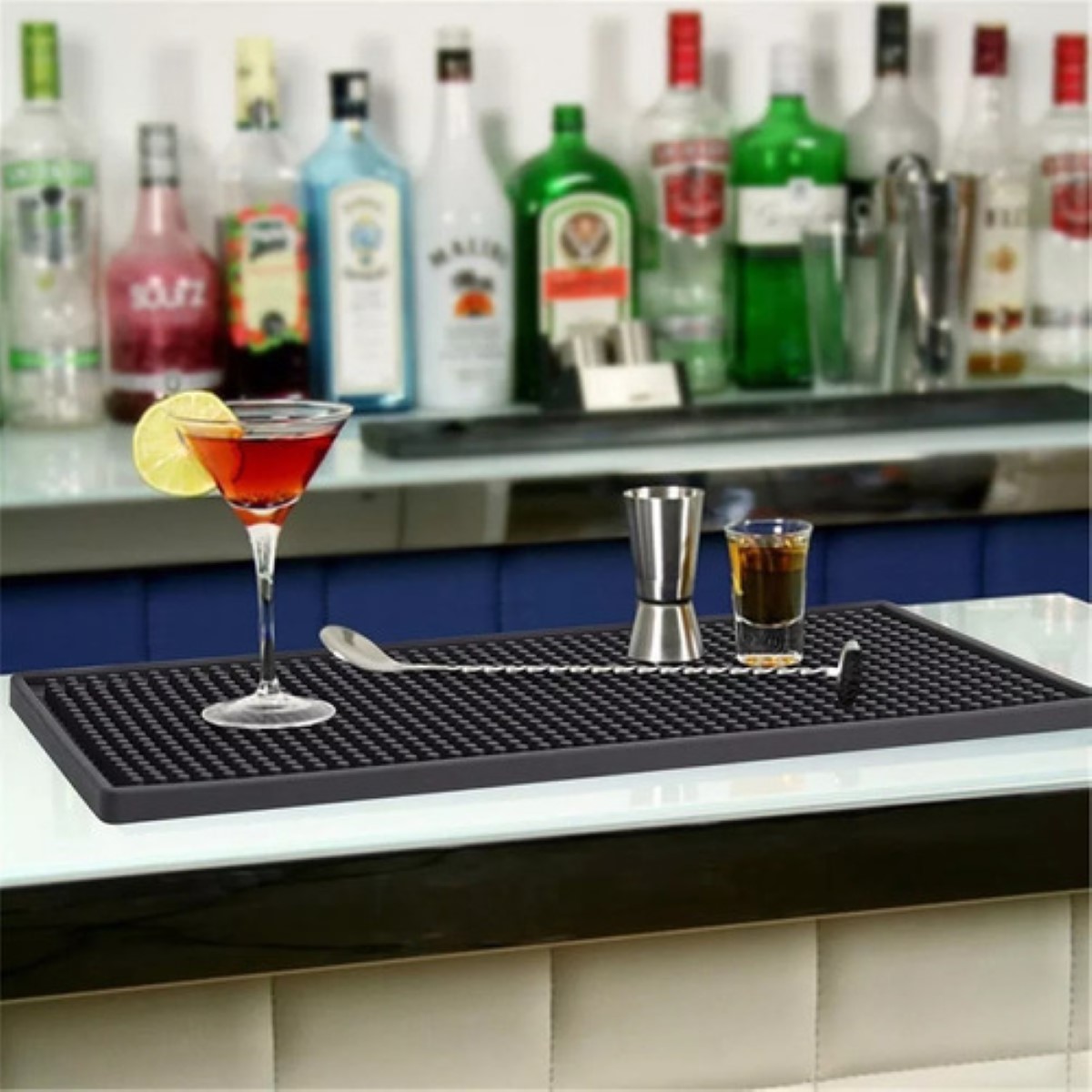 Tapete Para Bar Grande 45 X 30cm Barra Escurridor 2PZ Negro