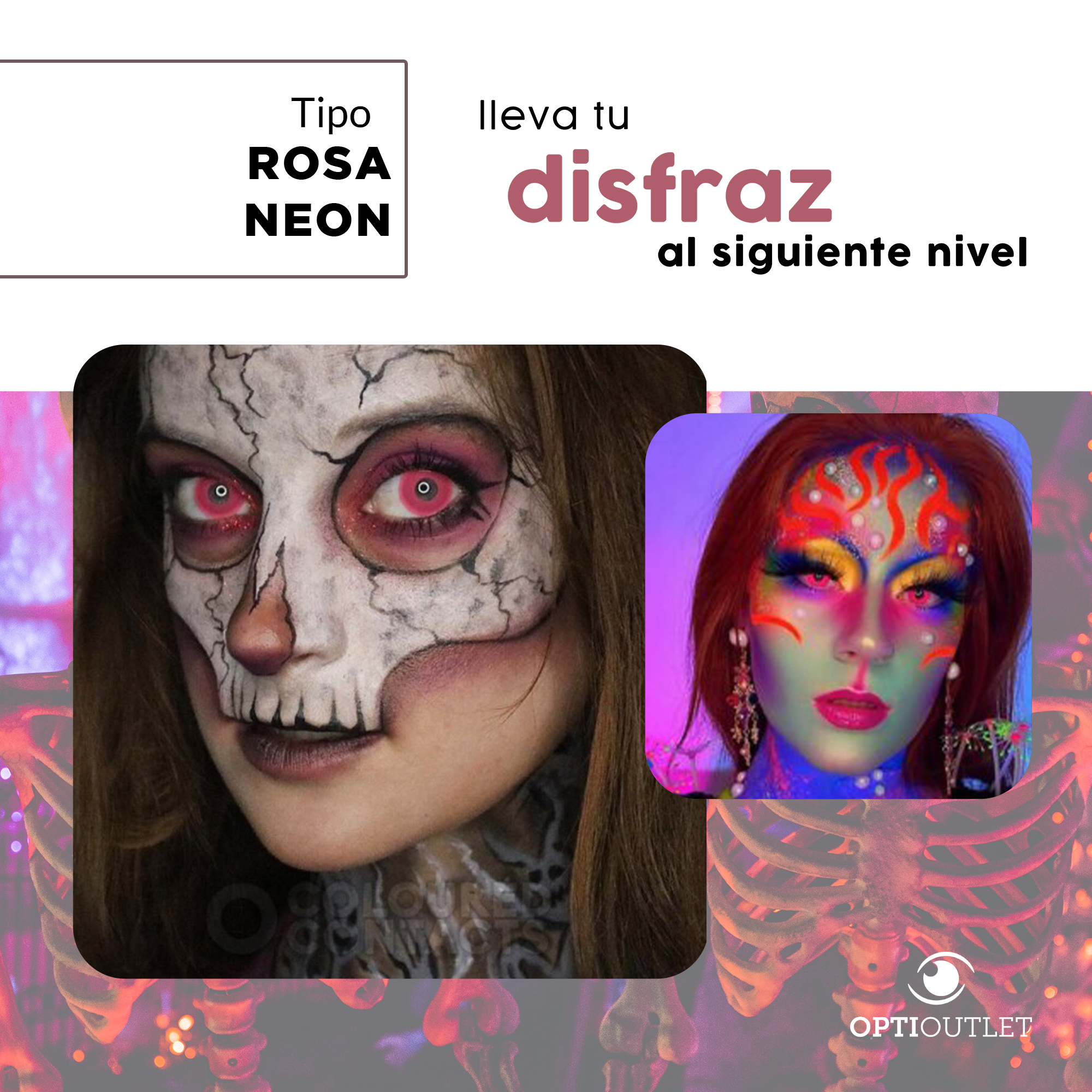 Pupilentes - Lentes de Contacto de Color Fantasía para Maquillaje y Disfraces de Halloween | Disfraz Halloween - Rosa UV