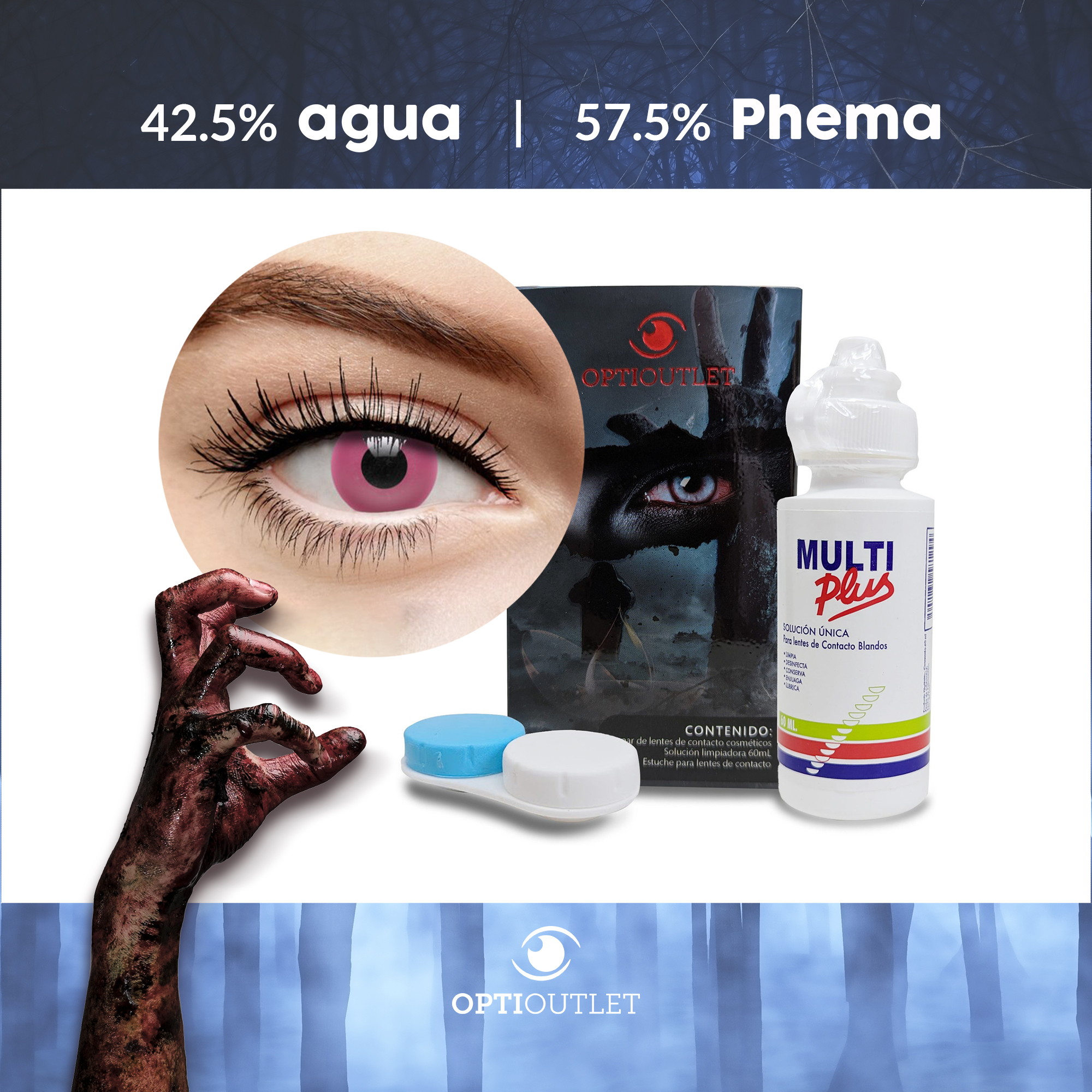 Pupilentes - Lentes de Contacto de Color Fantasía para Maquillaje y Disfraces de Halloween | Disfraz Halloween - Rosa UV