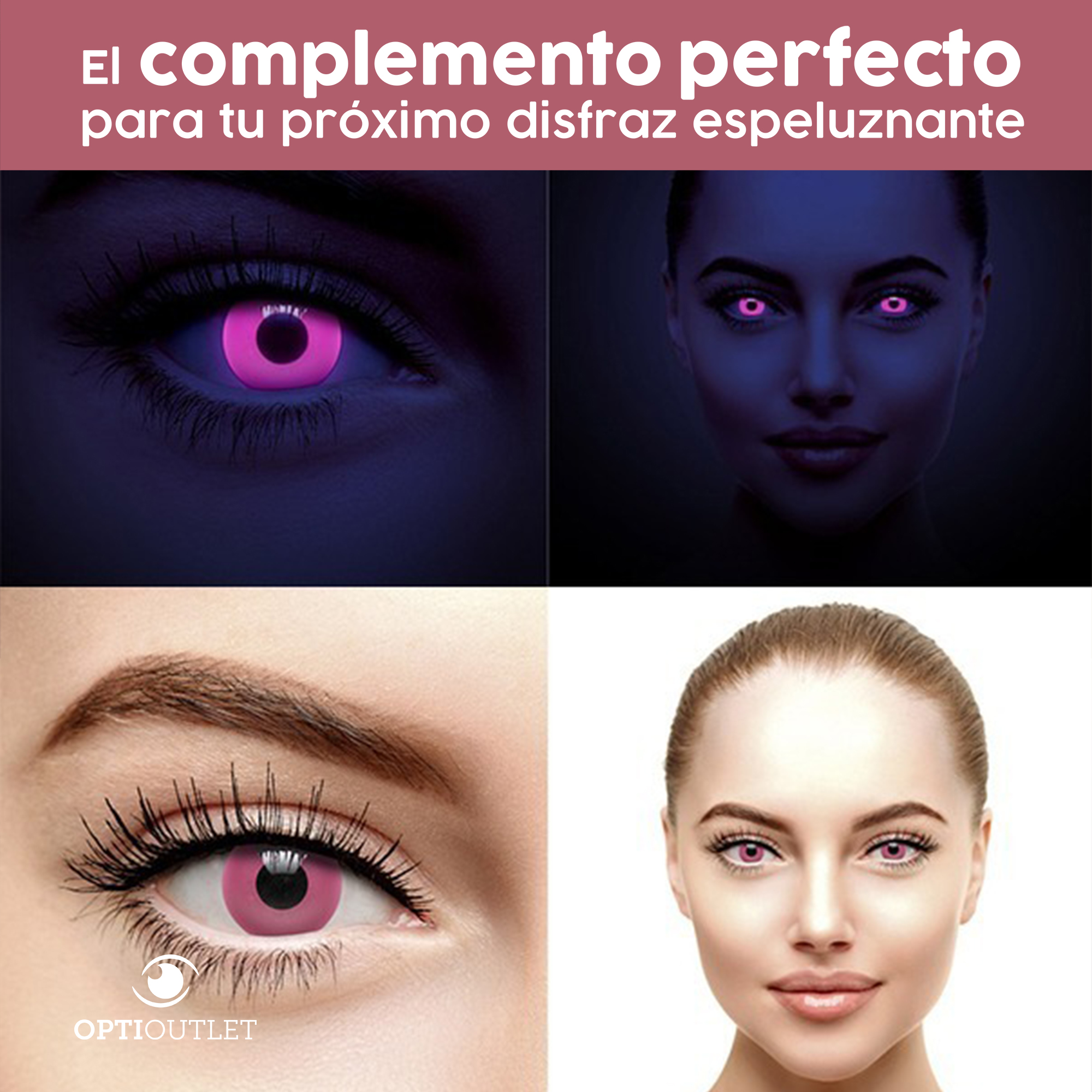 Pupilentes - Lentes de Contacto de Color Fantasía para Maquillaje y Disfraces de Halloween | Disfraz Halloween - Rosa UV