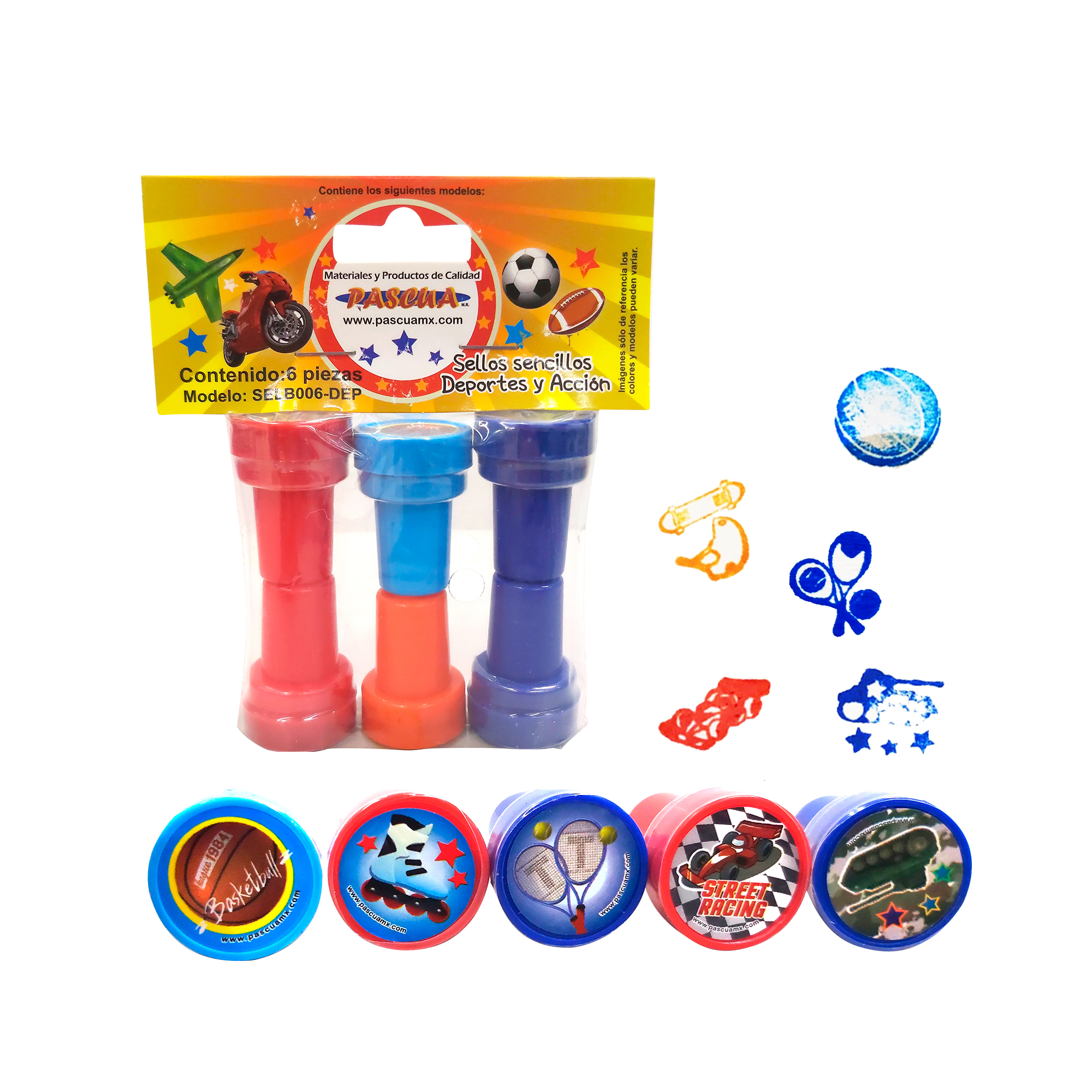 Sellos para Niños Estampillas de Dibujos Animados Surtidos, 6 Sellos de Tinta figura deportes para regalos de fiestas infantiles, premios escolares