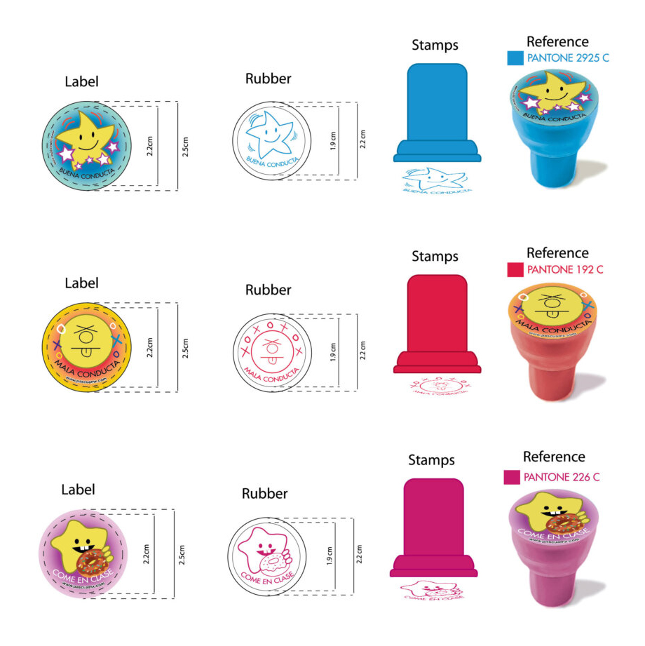 Sellos para profesores Estampillas de Dibujos Surtidos, 6 Sellos de Tinta con diferentes figuras para regalos de fiestas infantiles, premios escolares