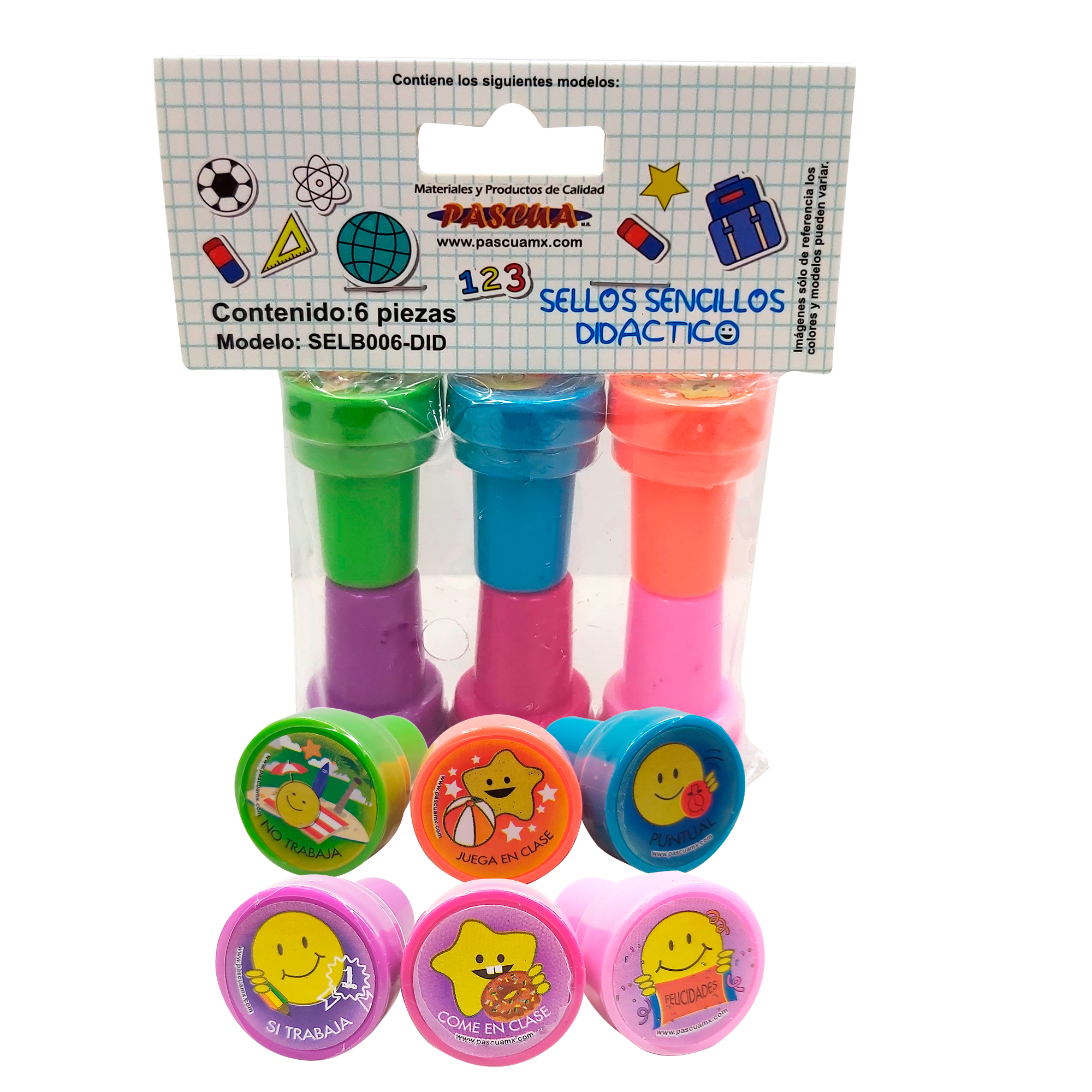 Sellos para profesores Estampillas de Dibujos Surtidos, 6 Sellos de Tinta con diferentes figuras para regalos de fiestas infantiles, premios escolares