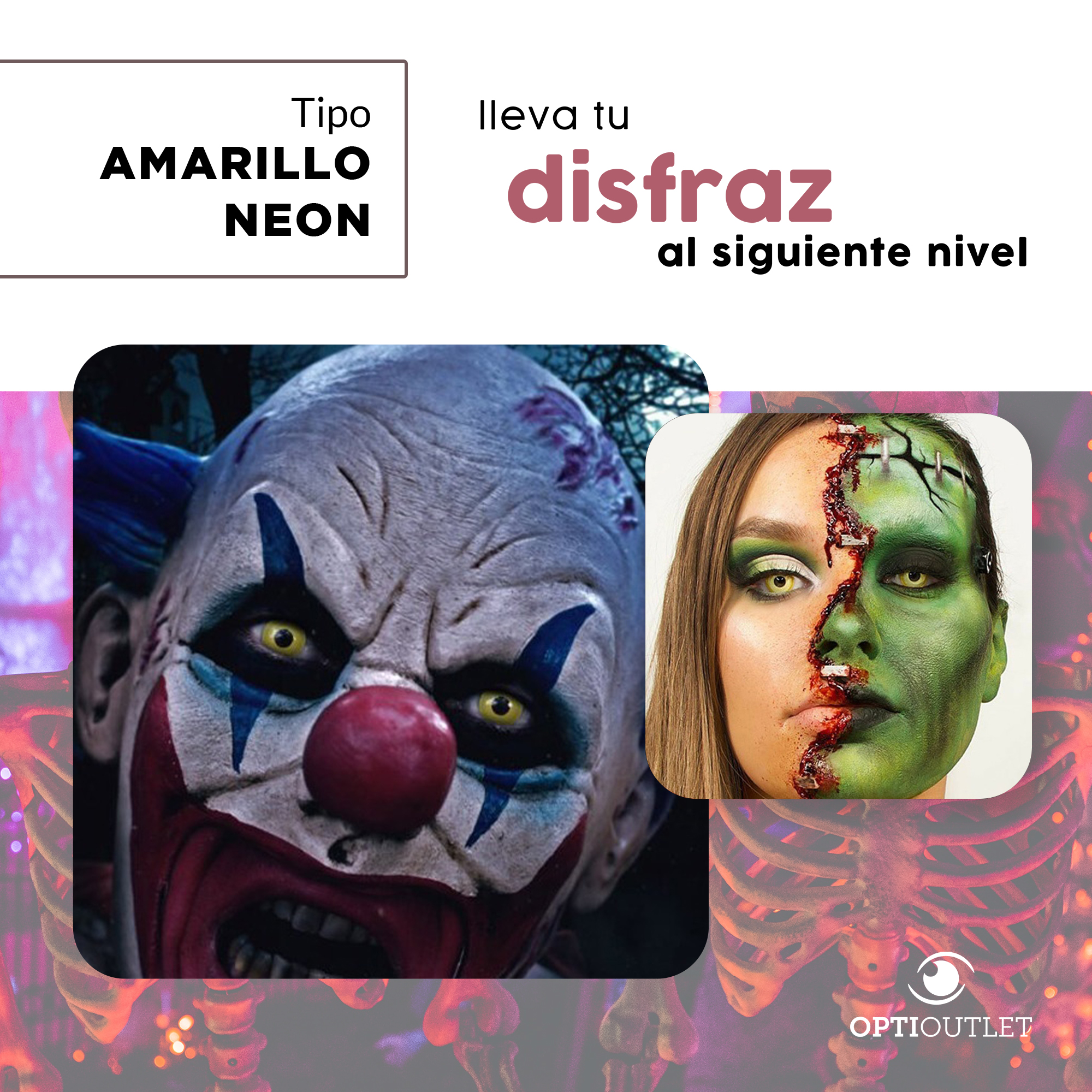 Pupilentes - Lentes de Contacto de Color Fantasía para Maquillaje y Disfraces de Halloween | Disfraz Halloween - Amarillo UV