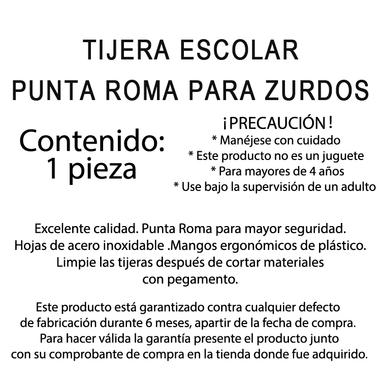 Tijera Escolar Punta Roma Para Zurdo Color Surtido para niños