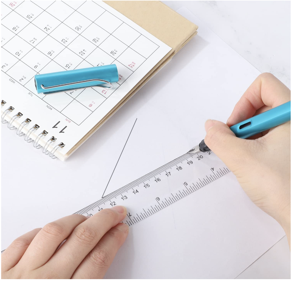 Caja 25 Reglas de plástico de transparente 30 cm, reglas largas transparentes rectas para papeleria, escuela, oficina y hogar