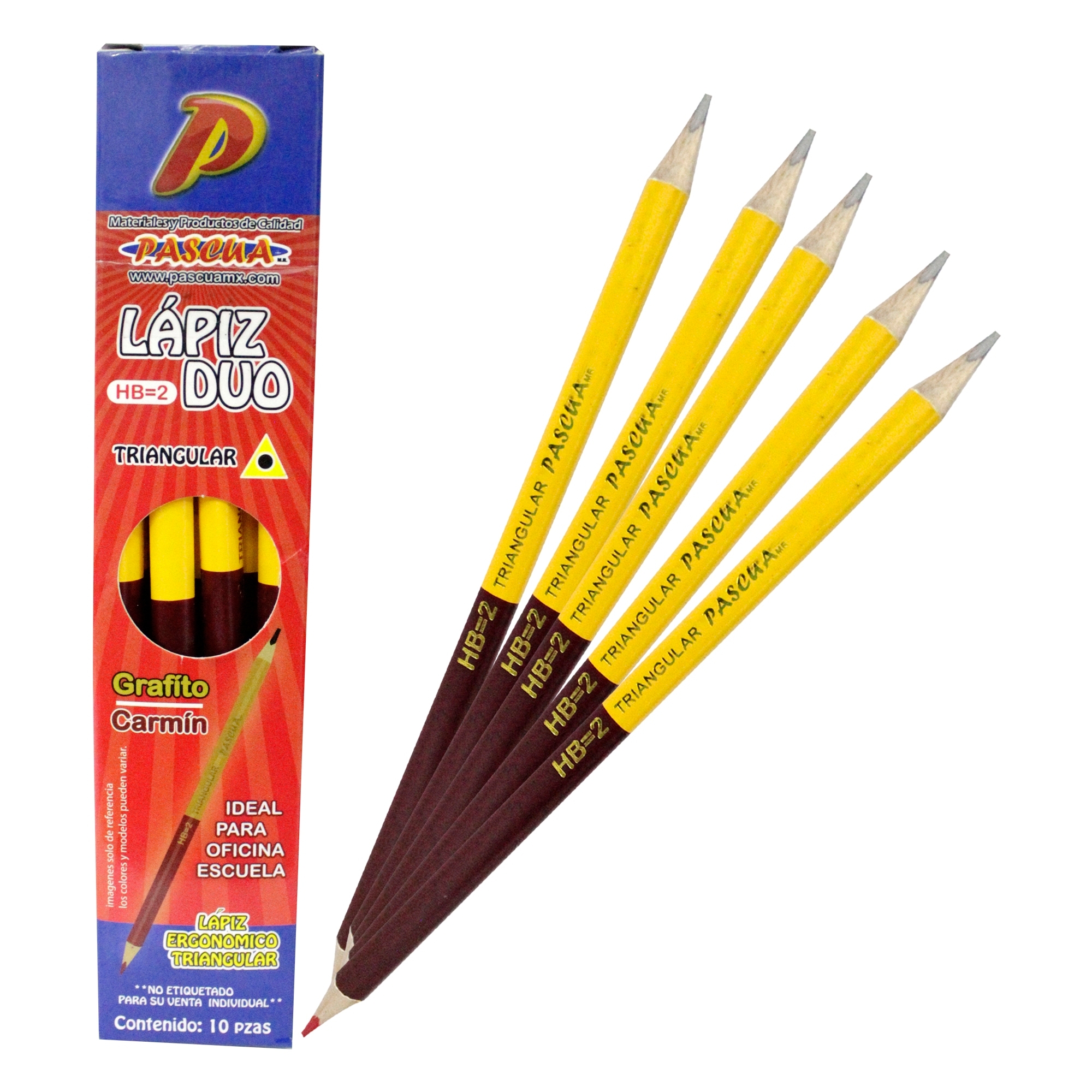 Lapiz Duo De Grafito Y Color Rojo 10pz/set Tamaño Normal para oficina, trabajo, proyectao, manualidad y DIY