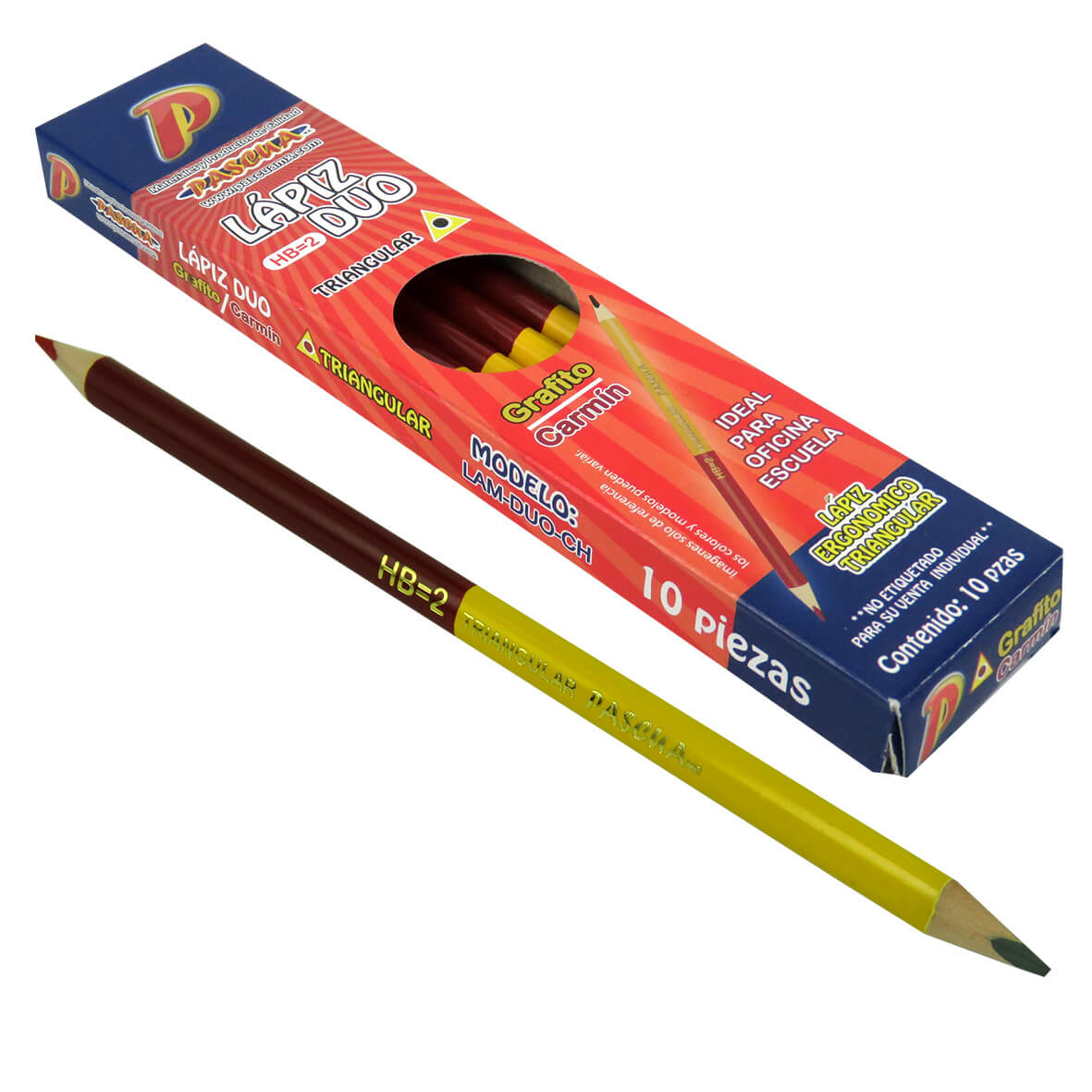 Lapiz Duo De Grafito Y Color Rojo 10pz/set Tamaño Normal para oficina, trabajo, proyectao, manualidad y DIY