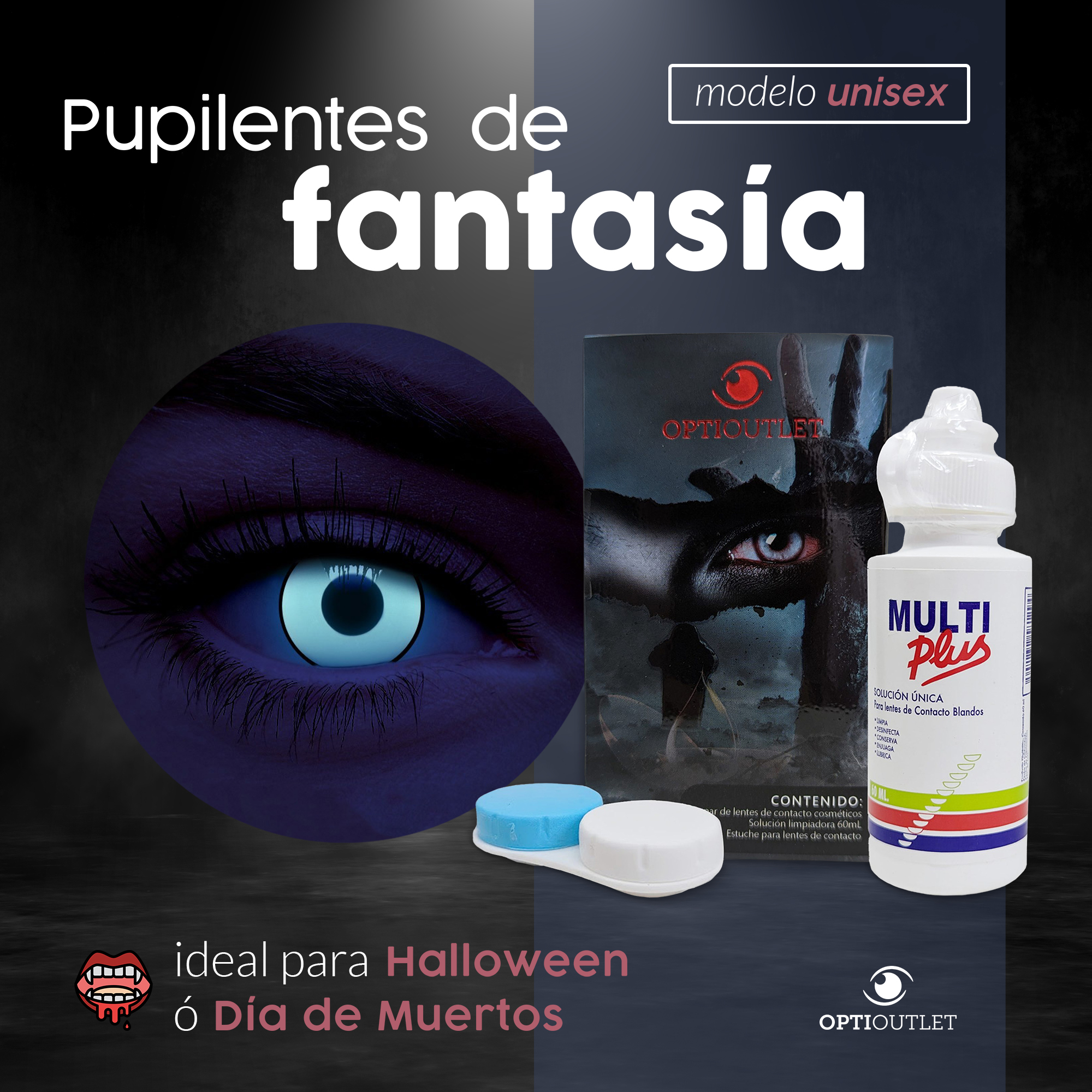 Pupilentes - Lentes de Contacto Color Fantasía para Maquillaje y Disfraces de Halloween | Disfraz Halloween - Zombie Blanco UV