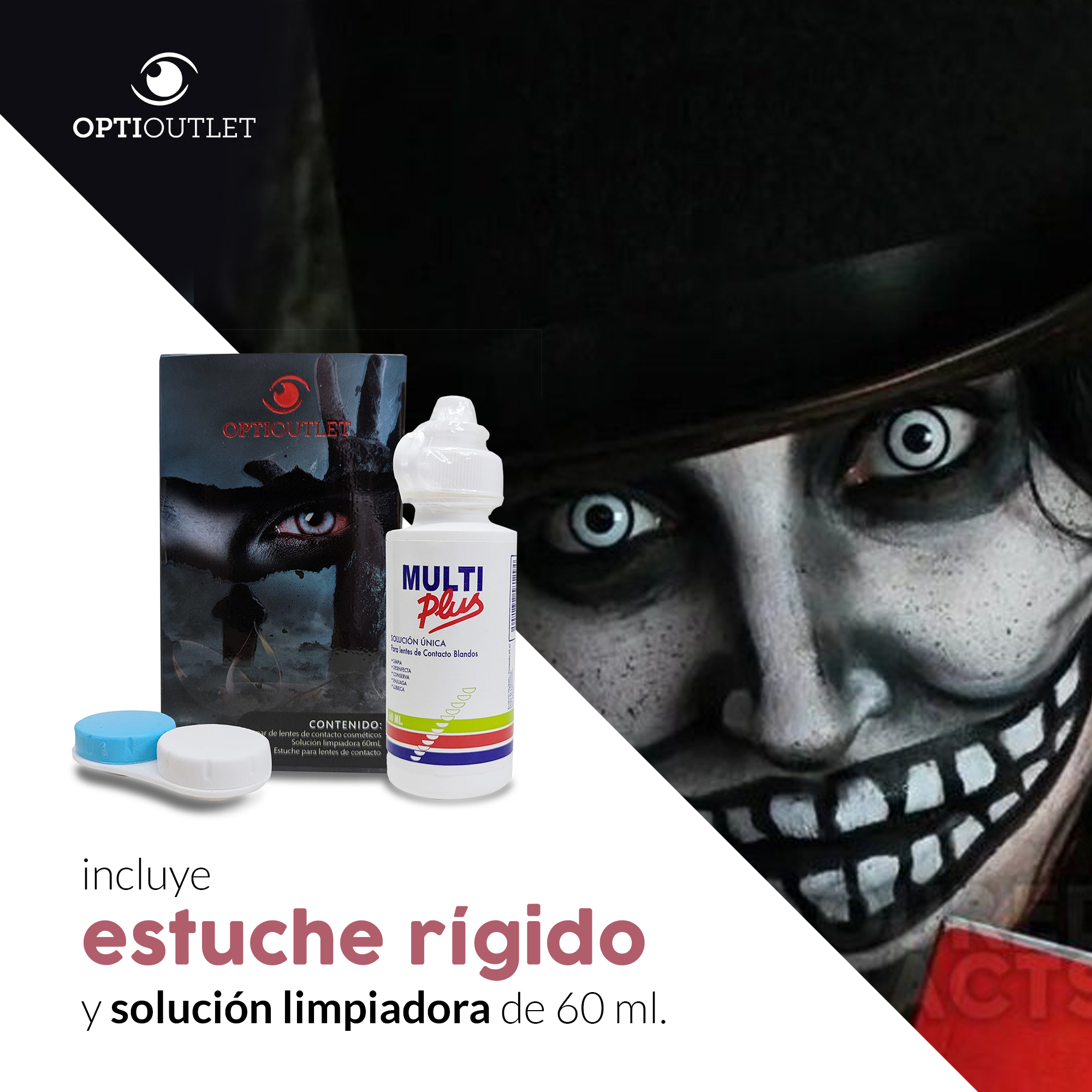 Pupilentes - Lentes de Contacto Color Fantasía para Maquillaje y Disfraces de Halloween | Disfraz Halloween - Zombie Blanco UV