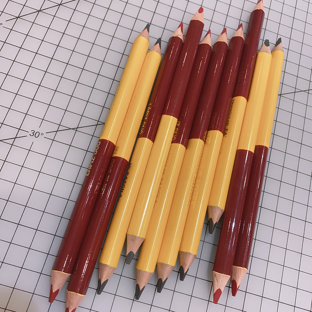 Caja 10 Lapices Duo De Grafito Y Carmin Tamaño Jumbo para Manualidad DIY oficina trabajo proyecto madera