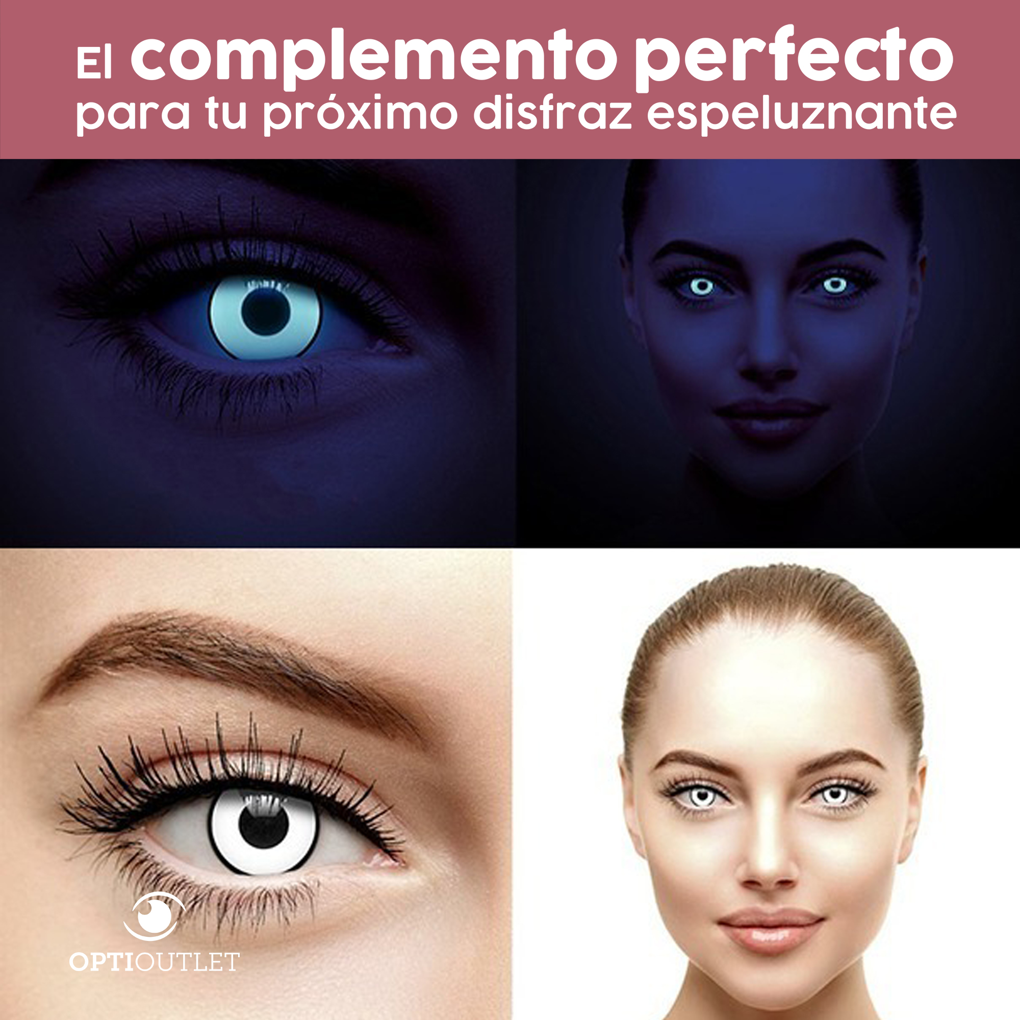 Pupilentes - Lentes de Contacto Color Fantasía para Maquillaje y Disfraces de Halloween | Disfraz Halloween - Zombie Blanco UV