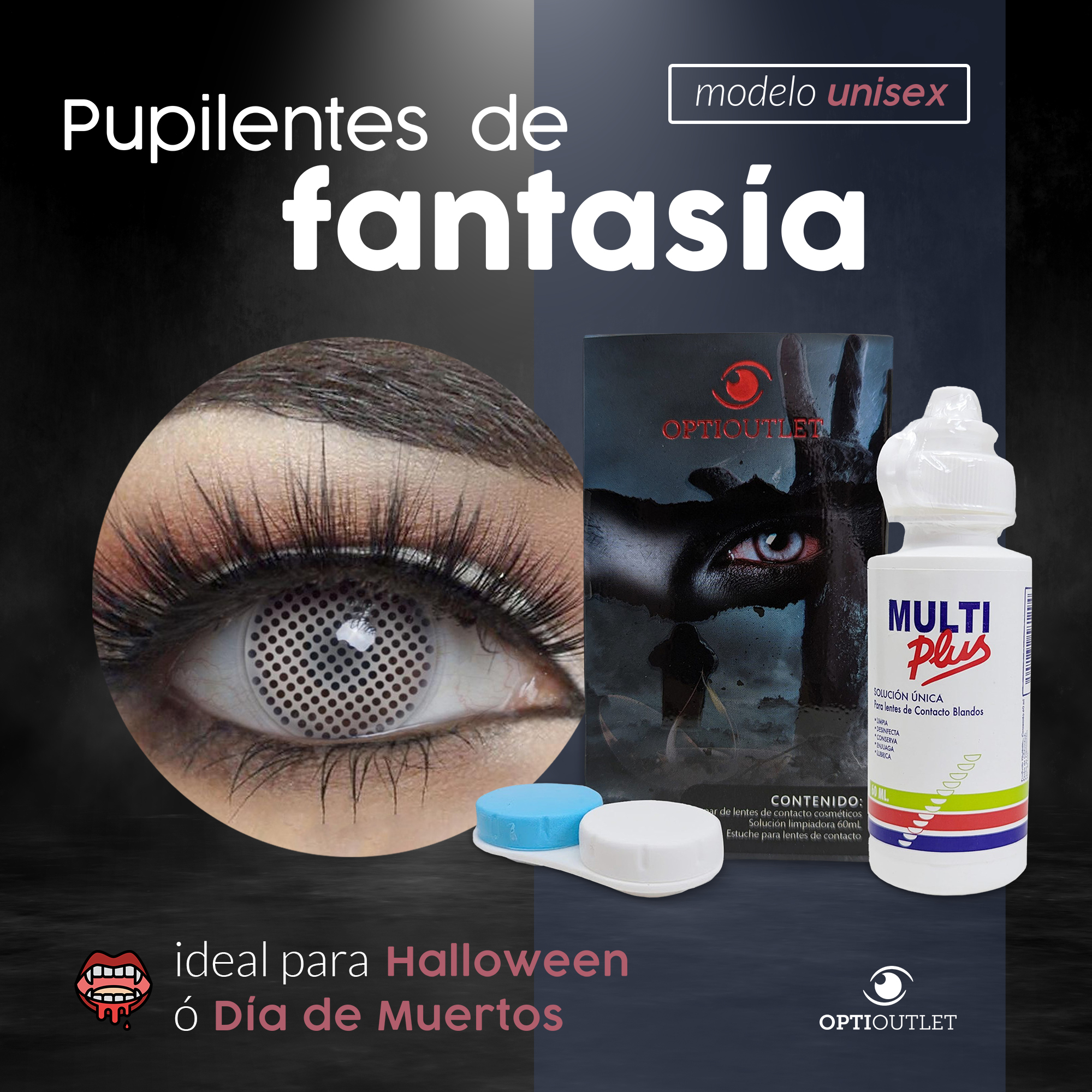 Pupilentes - Lentes de Contacto de Color Fantasía para Maquillaje y Disfraces de Halloween | Disfraz Halloween - Blanco Ciego