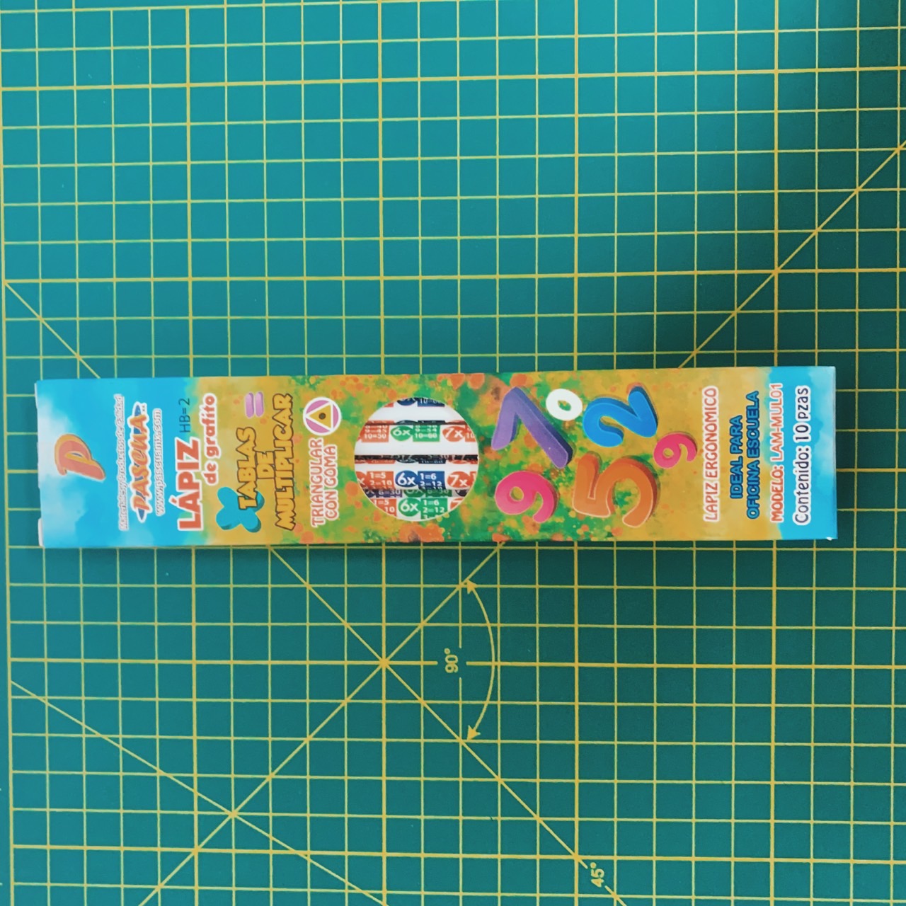 Caja 10 Lápices de grafito Entrenador Triangulares con GOMA 2HB, Tablas de multiplicar, Útiles Escolares Para Diestros y Zurdos