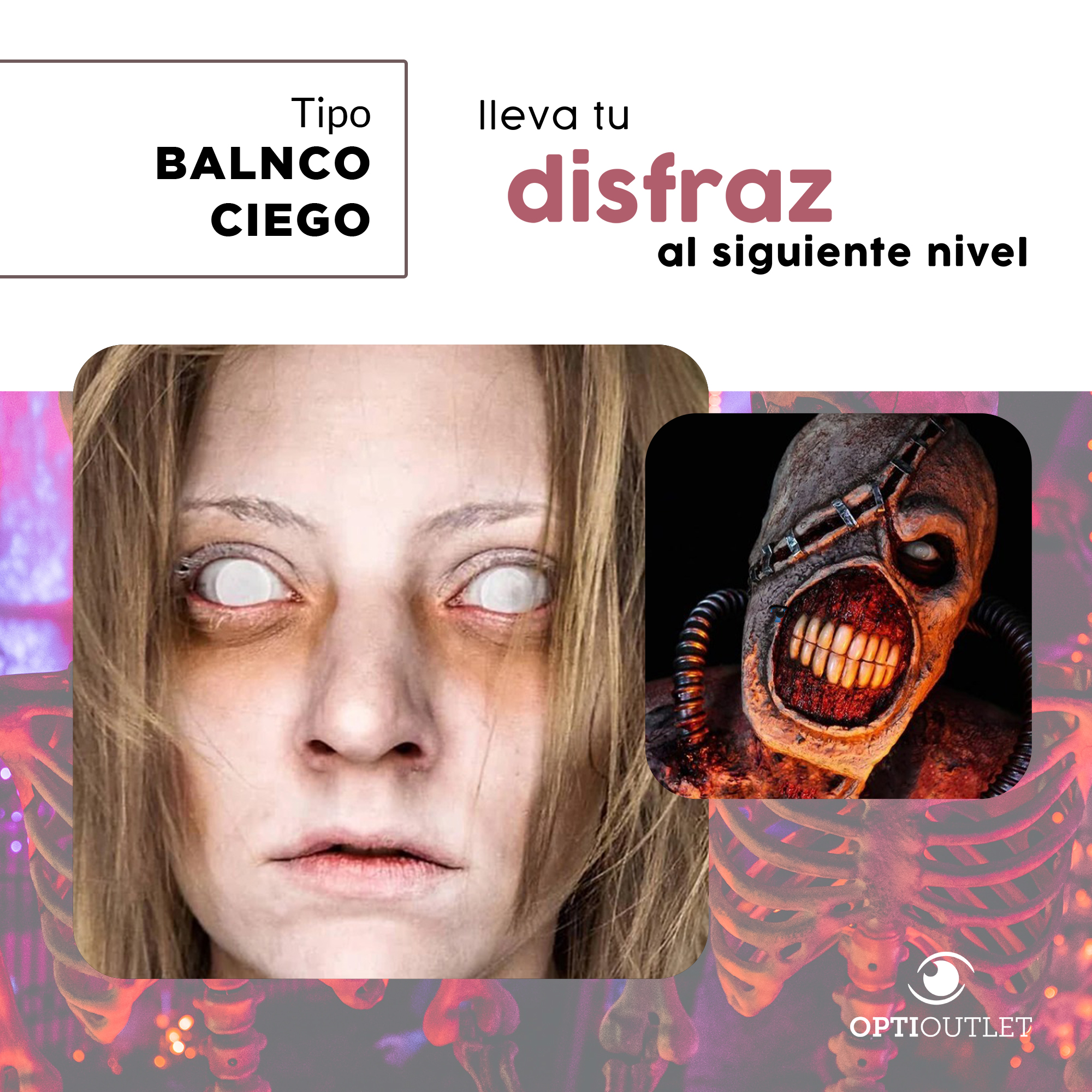 Pupilentes - Lentes de Contacto de Color Fantasía para Maquillaje y Disfraces de Halloween | Disfraz Halloween - Blanco Ciego