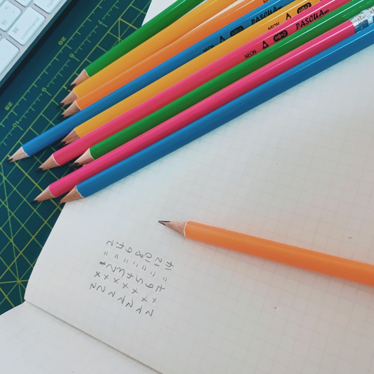 Caja 10 Lápices de grafito 2HB ergonomico Triangulares con GOMA Blanca, Cuerpo de Colores Neon, Útiles Escolares Para Diestros y Zurdos