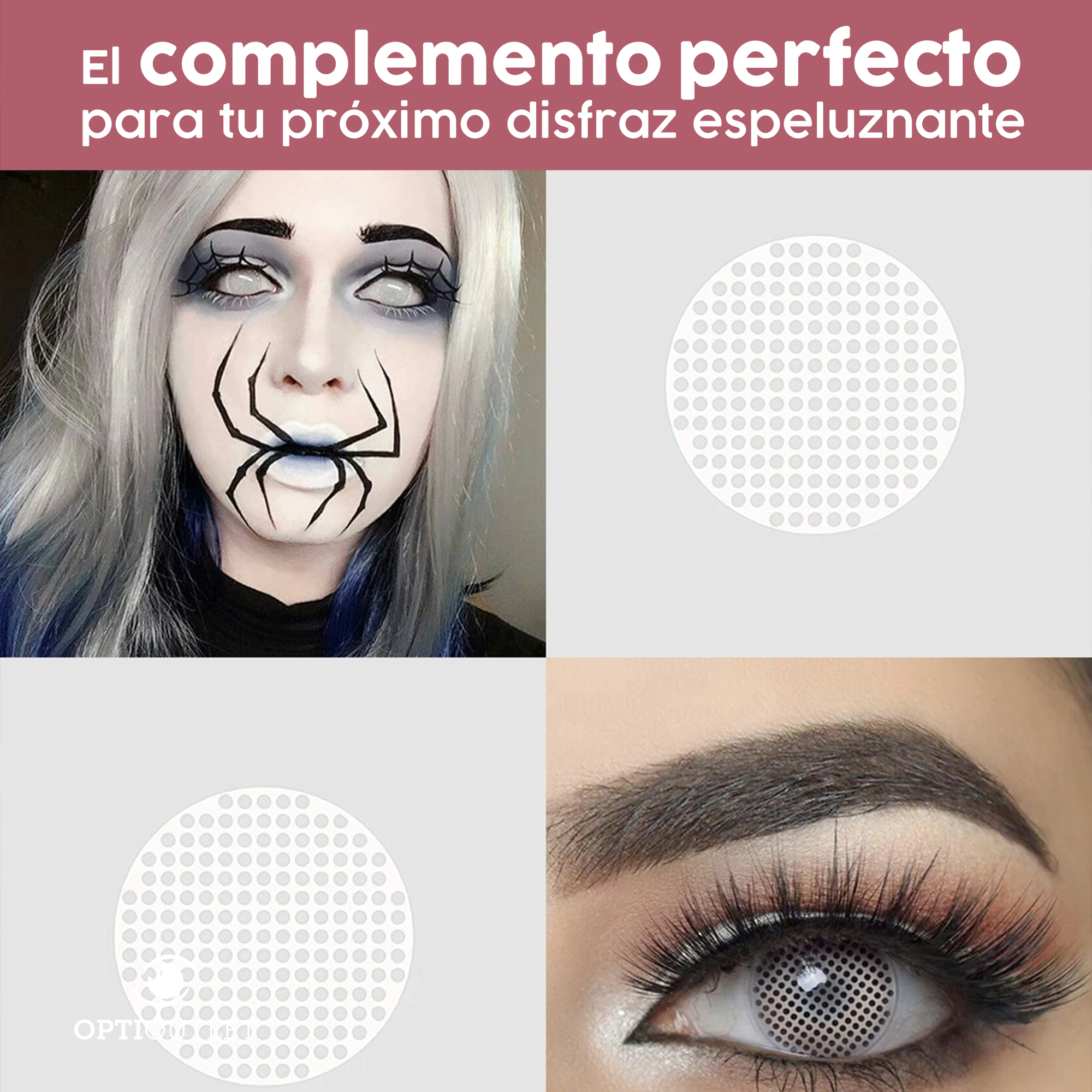 Pupilentes - Lentes de Contacto de Color Fantasía para Maquillaje y Disfraces de Halloween | Disfraz Halloween - Blanco Ciego