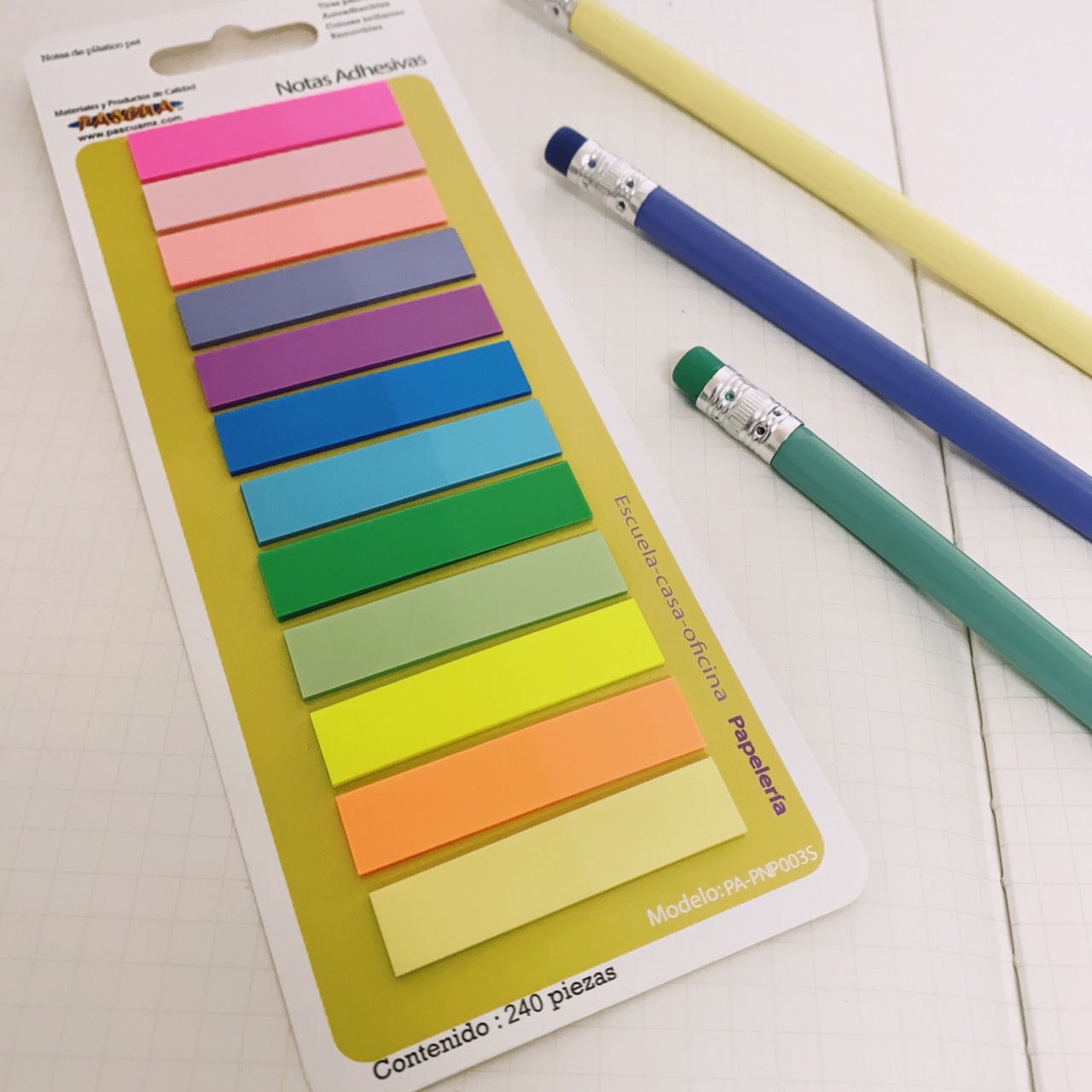 240 pzas Notas Adhesivas Índices Adhesivos Post-it Sticky Notes Marcadores Adhesivos Pestañas Adhesivas de Colores para Marcar Hojas Informes Libros Páginas Carpetas