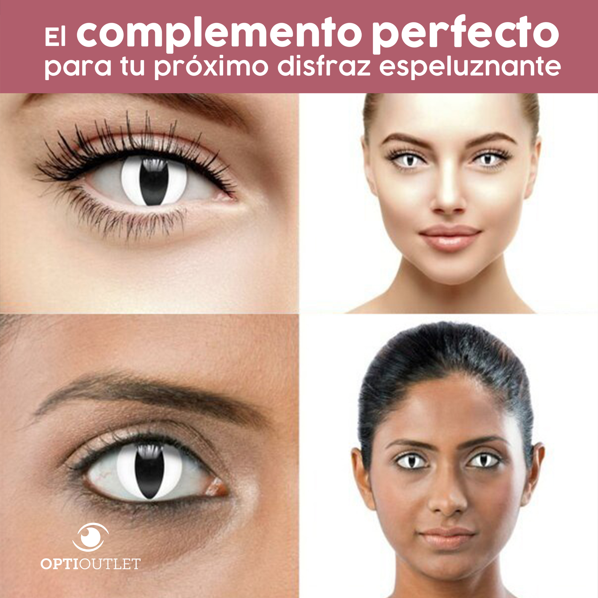 Pupilentes - Lentes de Contacto de Color Fantasía para Maquillaje y Disfraces de Halloween | Disfraz Halloween - Blanco Gato UV