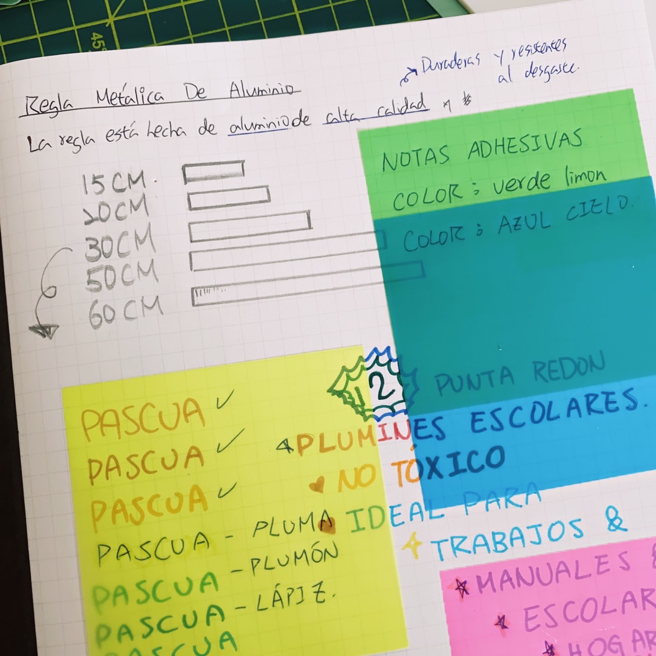 Notas Adhesivas Marcadores Adhesivos Pestañas Adhesivas para Marcar Hojas Informes Libros Páginas Carpetas para escuela, universidad, proyecto, libreta, cuaderno, oficina y trabajo